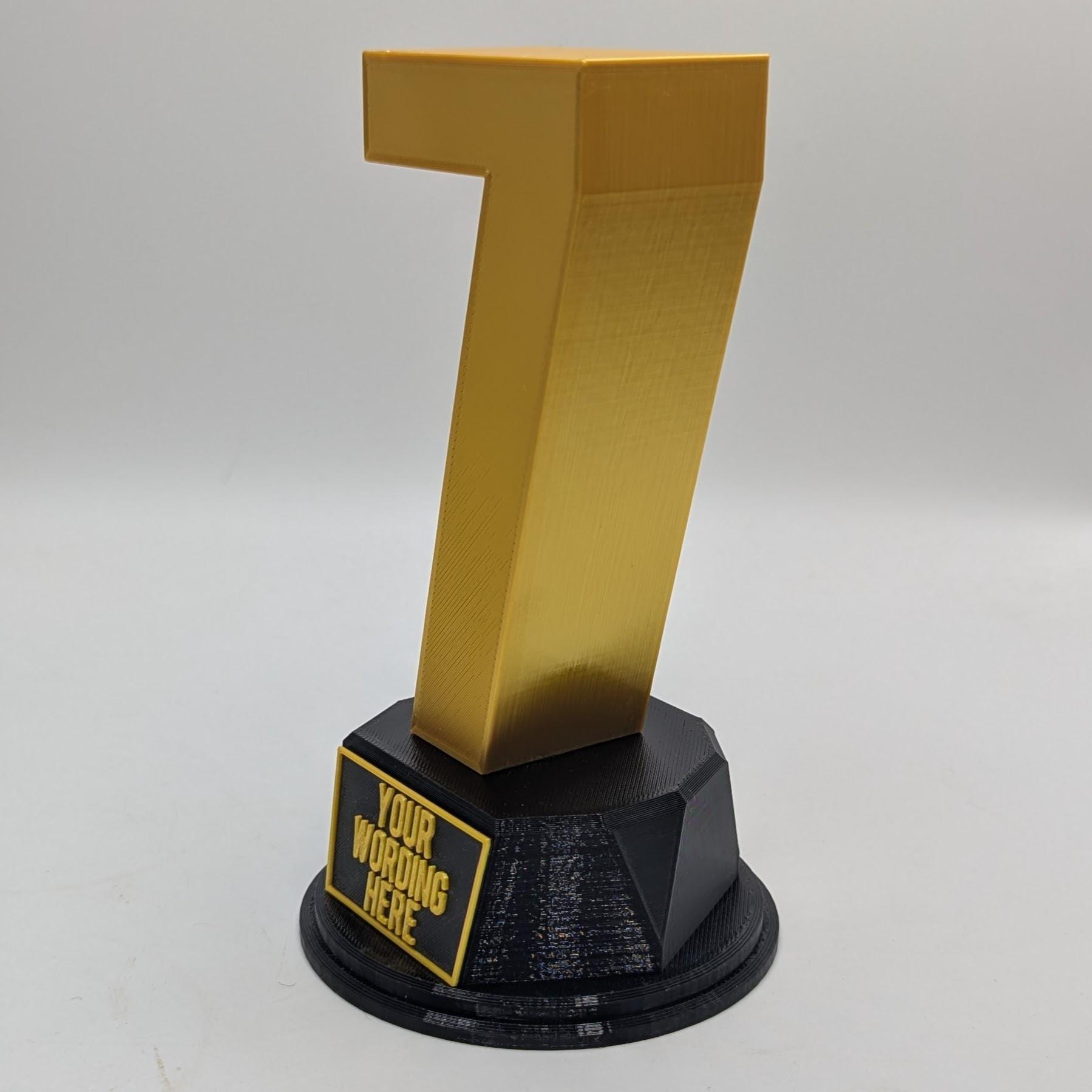 Personalised Number Trophy, Birthday Trophy Award, Custom Trophy Gift, Funny Number Award Gift, Office Trophy, 0 - 9 Number Award Trophy