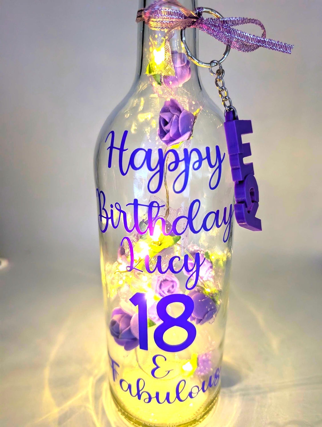 Personalised Light up Bottle, 18th Birthday For Her, Special 18th Gift, Milestone Birthday, 18 Birthday Present, Personalised Birthday Gift