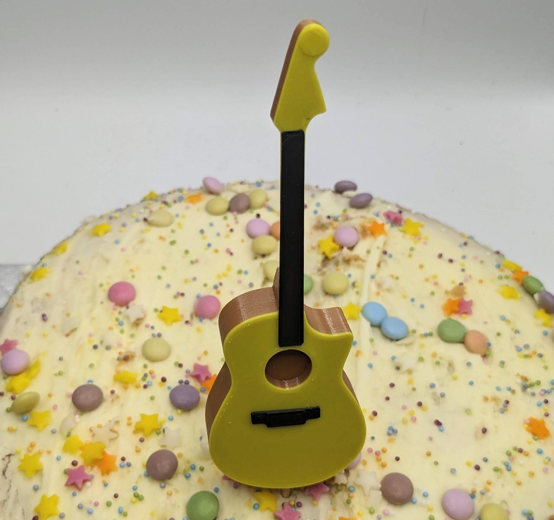 Acoustic Guitar Cake Topper / Guitarist Cake Topper / Gift for Acoustic Guitarist Birthday / Music Teacher Cake / Acoustic Guitar Gift