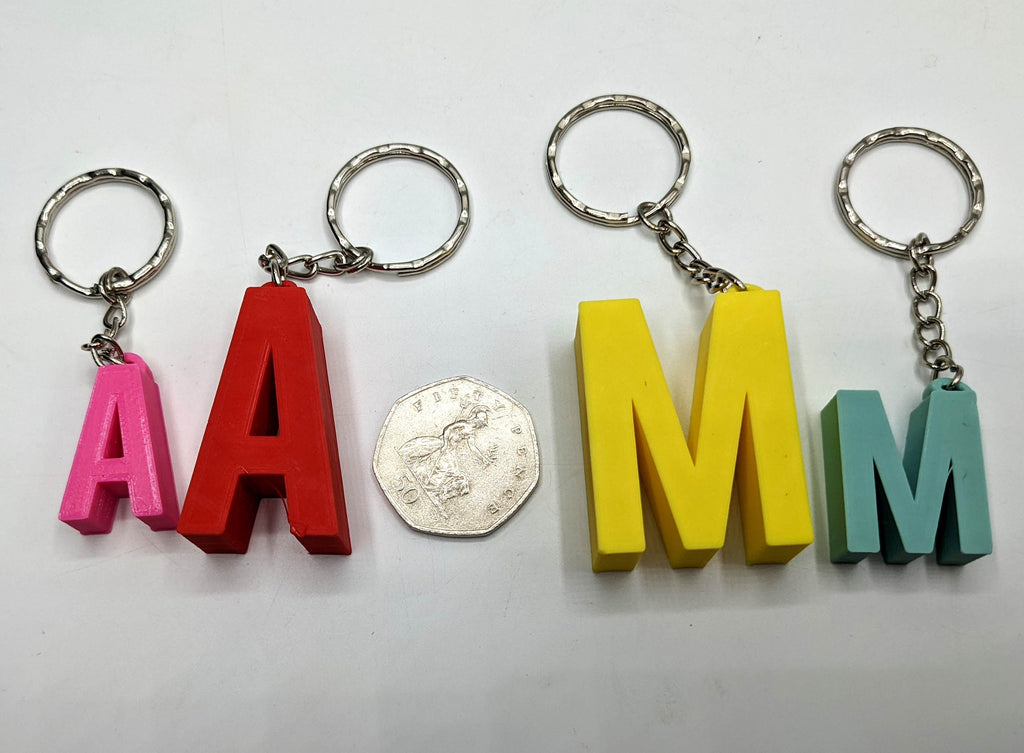 Initial Letter Chunky Keyrings / Letter Keyring / Letter Bag Tag / Initial Bag Charm / Initial Keyring / Alphabet Keyring / Party Bag Filler