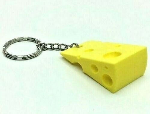 Swiss Cheese Style Keyring, Cheese Lovers Keyring, Keyring in the Shape of Cheese, Cheese Wedge Keyring, Cheese Charm, Food Keyring, Cheesy