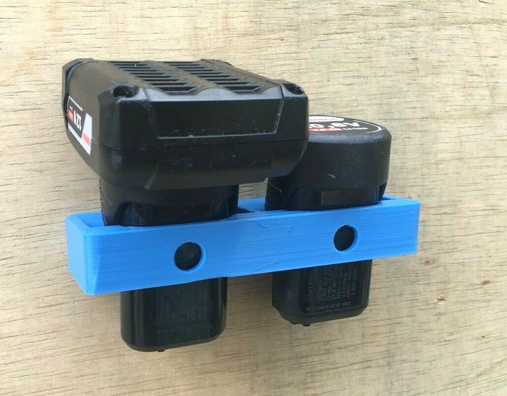 Double Battery Wall Mount for Bosch GSR/GSB/GDR 10.8v/12v Drill - 2Ah, 4Ah & 6Ah / Battery Storage