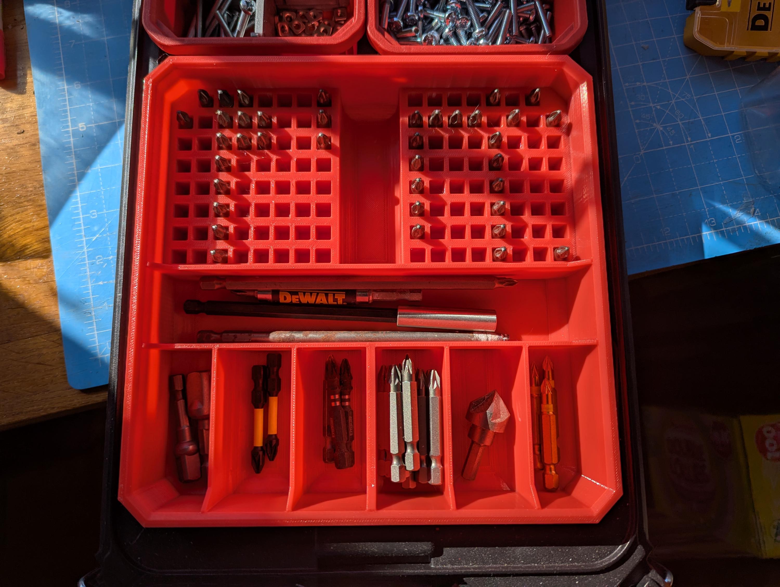 126 Hex Bit Holder and Extension Bit Organiser Insert for Milwaukee Packout Slim Low Profile Containers, Milwaukee Packout Storage Solution