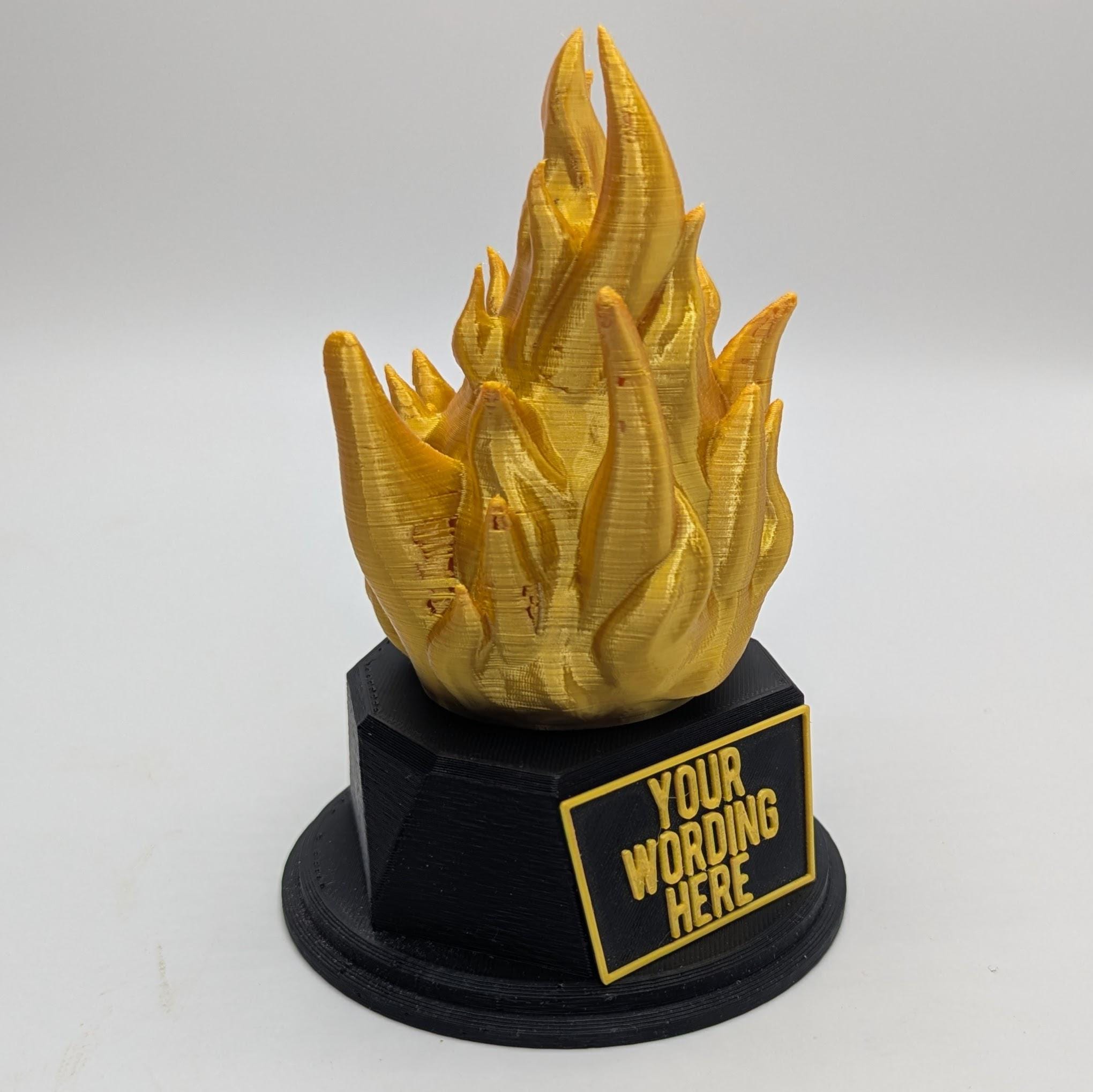 Personalised Fire Trophy, Fire Shape Gift, Fire Award Gift, Fire Fighter Trophy, Custom Trophy Gift, On Fire Trophy, On Fire Award Gift