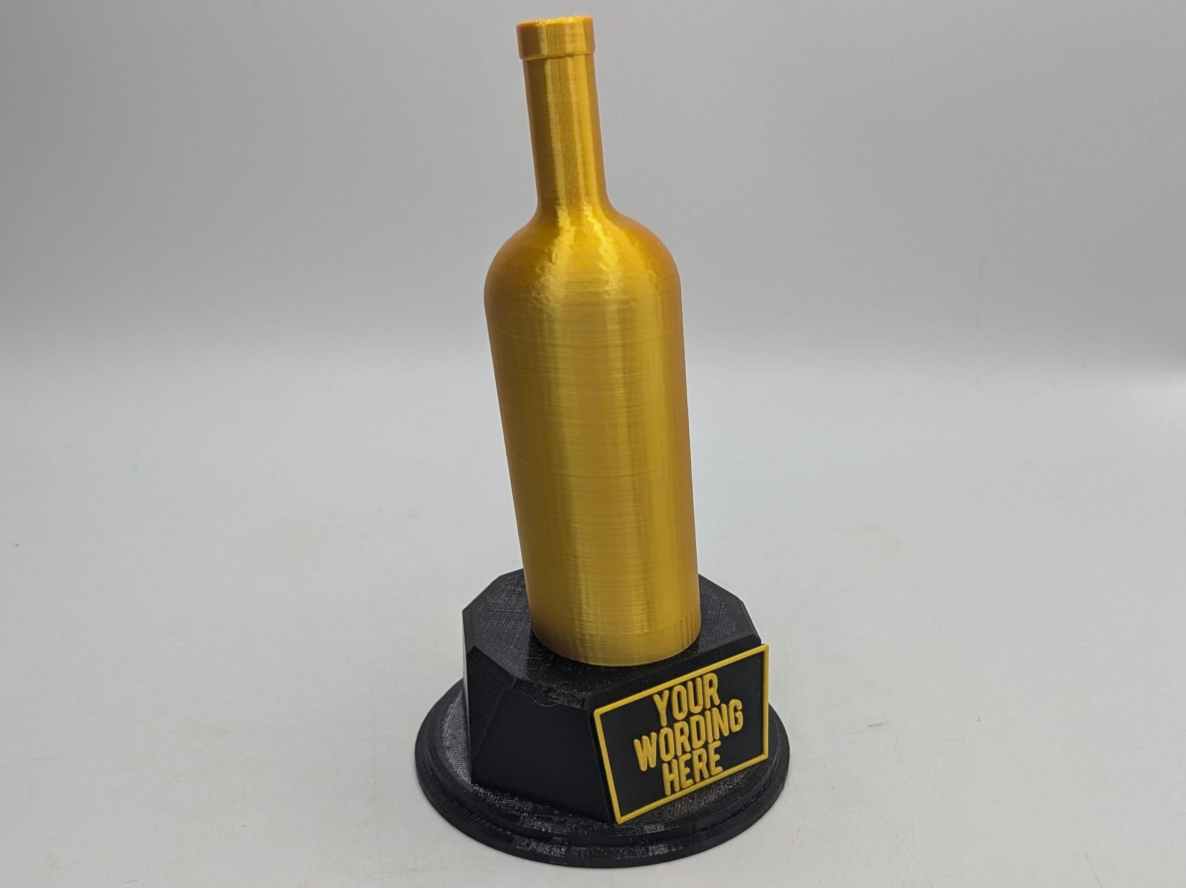 Personalised Wine Bottle Trophy, Best Wine Trophy, Wine Lover Trophy, Novelty Office Trophy, Biggest Drinker Award, Custom Trophy Wine Award