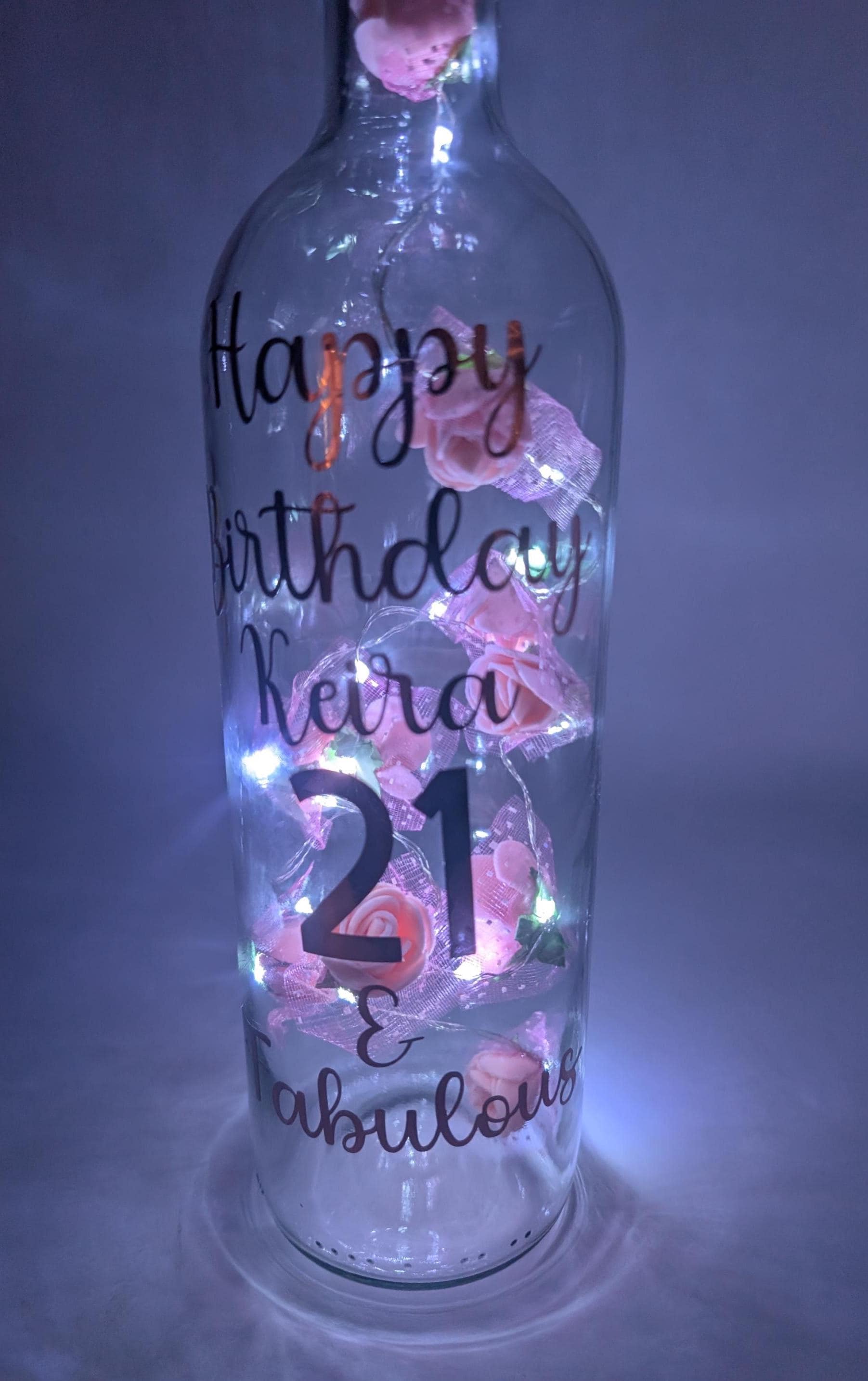 Personalised Light up Bottle, 18th Birthday For Her, Special 18th Gift, Milestone Birthday, 18 Birthday Present, Personalised Birthday Gift