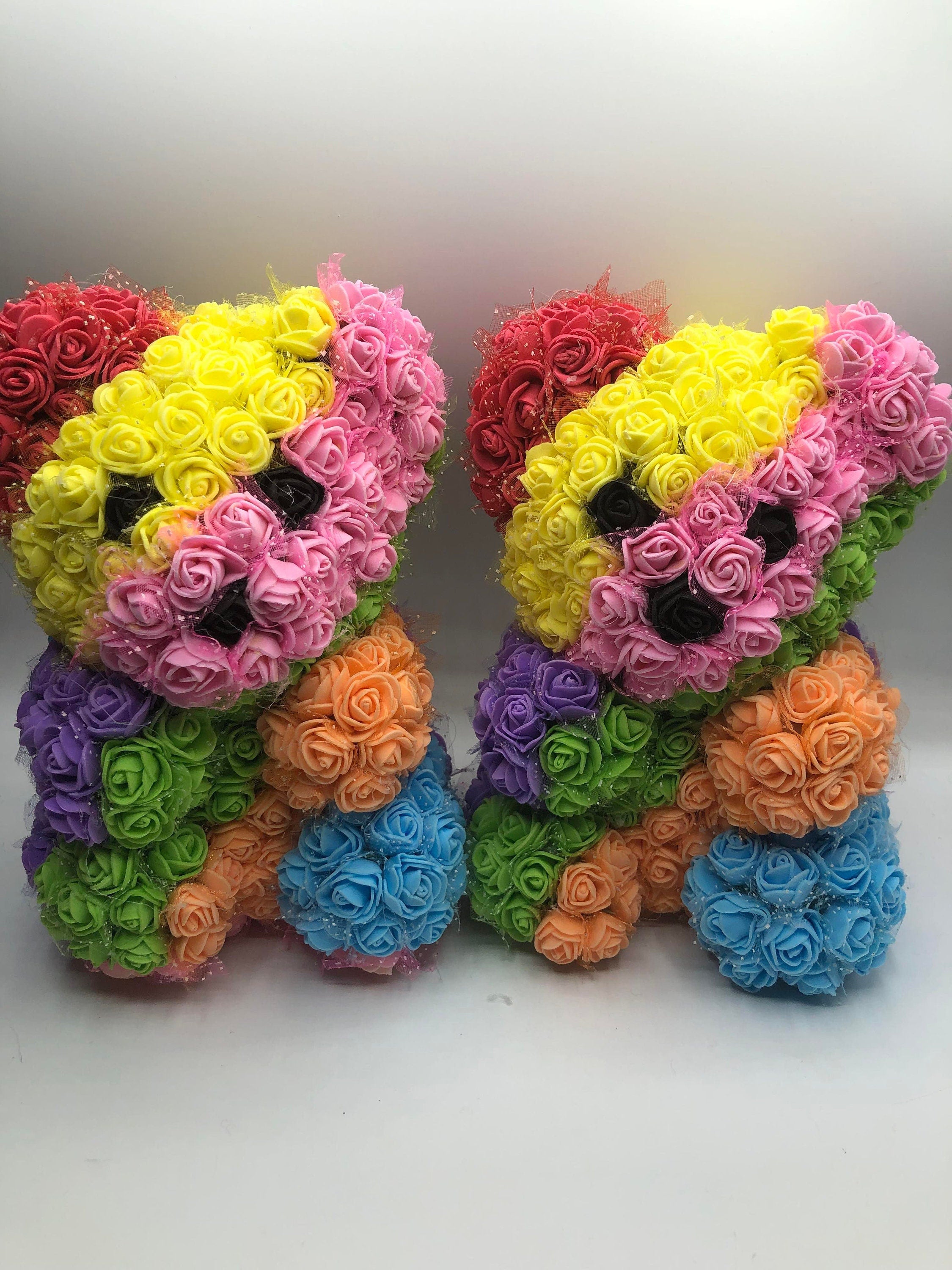 Personalized Handmade Rose Flower Bear, Anniversary Gift