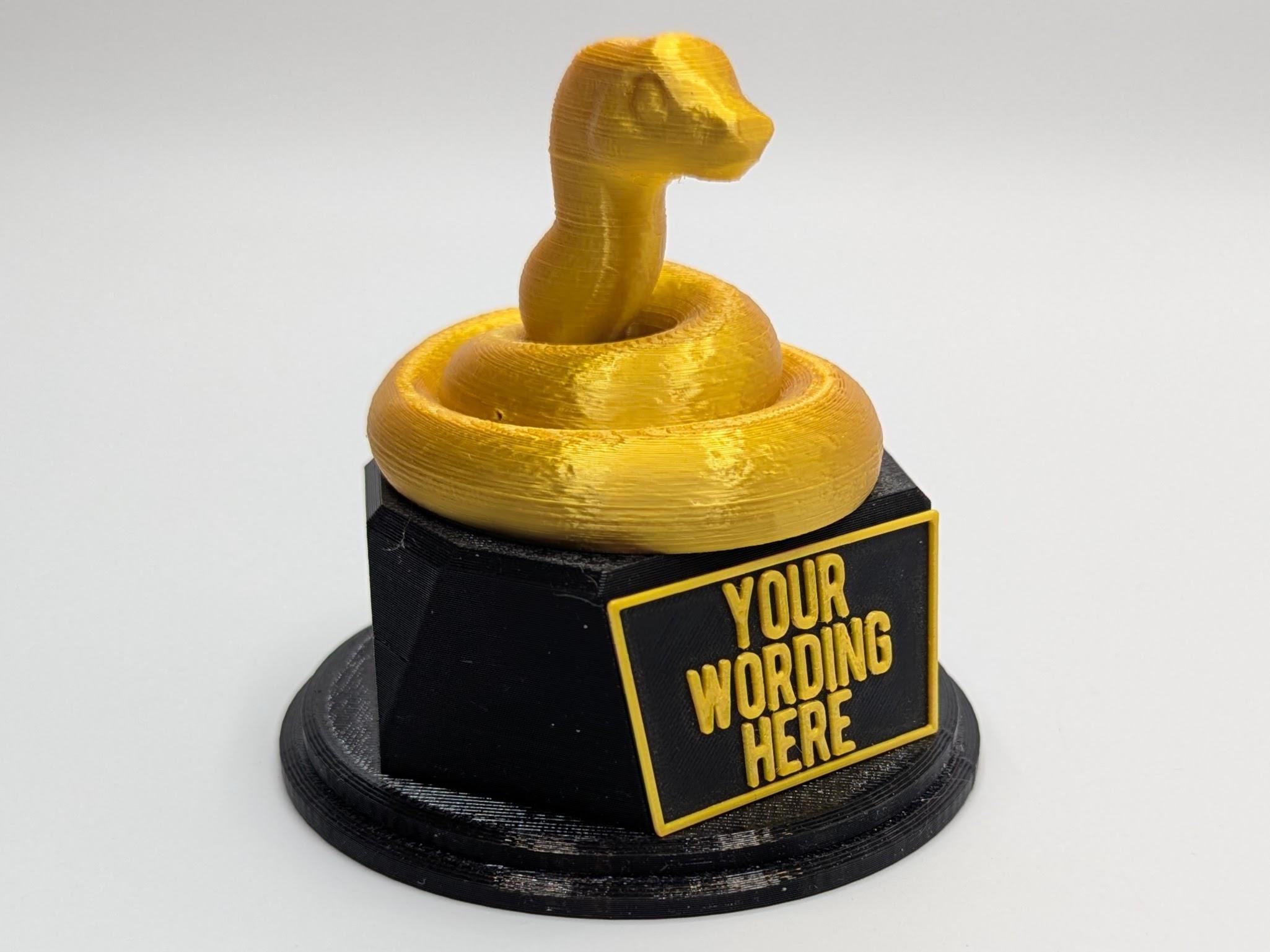 Personalised Snake Trophy, Snake Lover Trophy, Snakiest Award Trophy, Snake Trophy, Snake Owner Gift, Serpent Award Trophy, Dirty Snake Gift