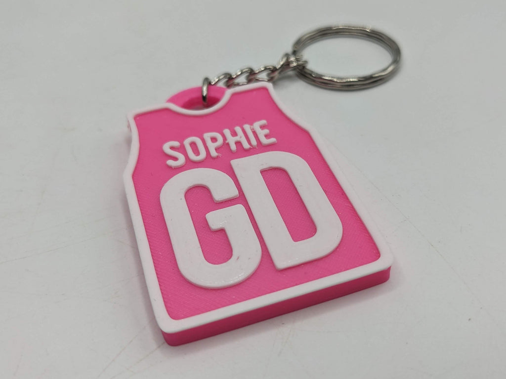 Personalised Netball Shirt Keyring / Netball Keyring / Netball Party Bag Fillers / Netball Team Bag Tags / Netball Gift / Netball Players