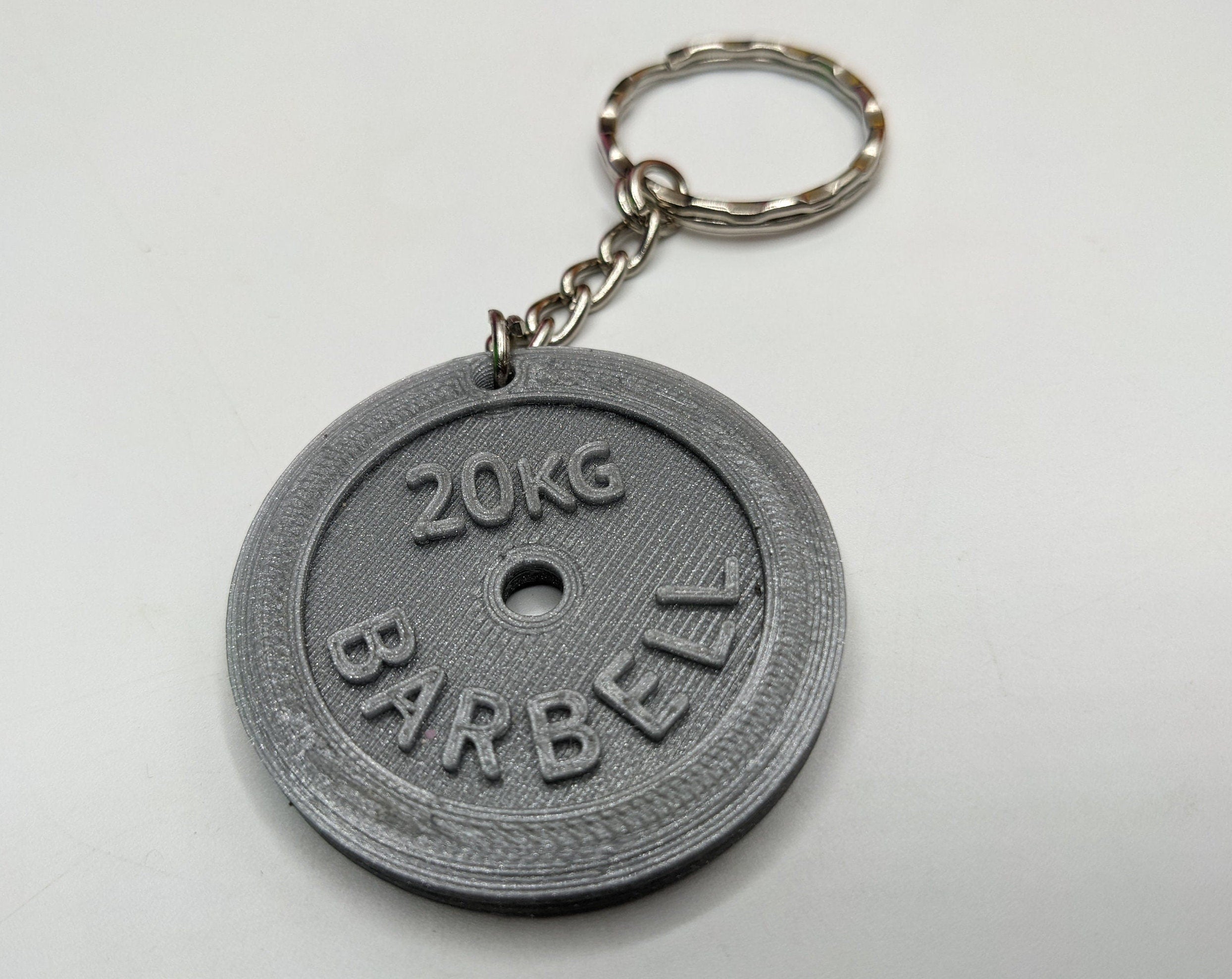 Weight Lifting Plate Keyring / Bag Tag in the shape of 20kg Barbell Weight Plate / Gift for Bodybuilders / Weight Lifter / Gym keyring