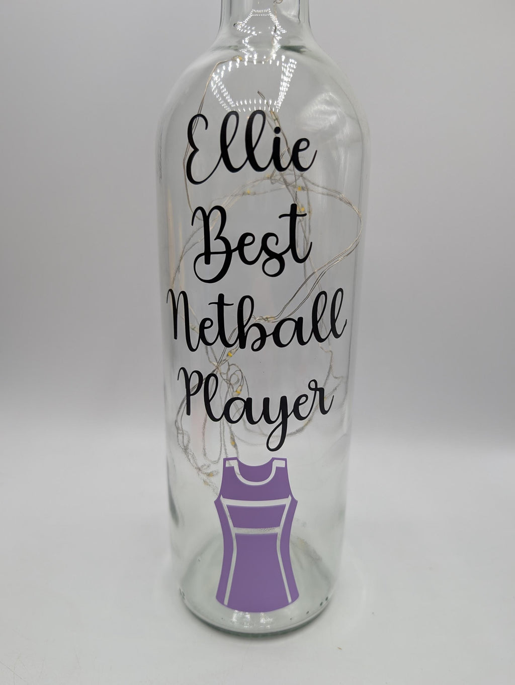 Personalised Netball Light Up Bottle, Personalised Netball Gift, Netball Home Decor Gift, Netball Team Gift, Netball Player Gift