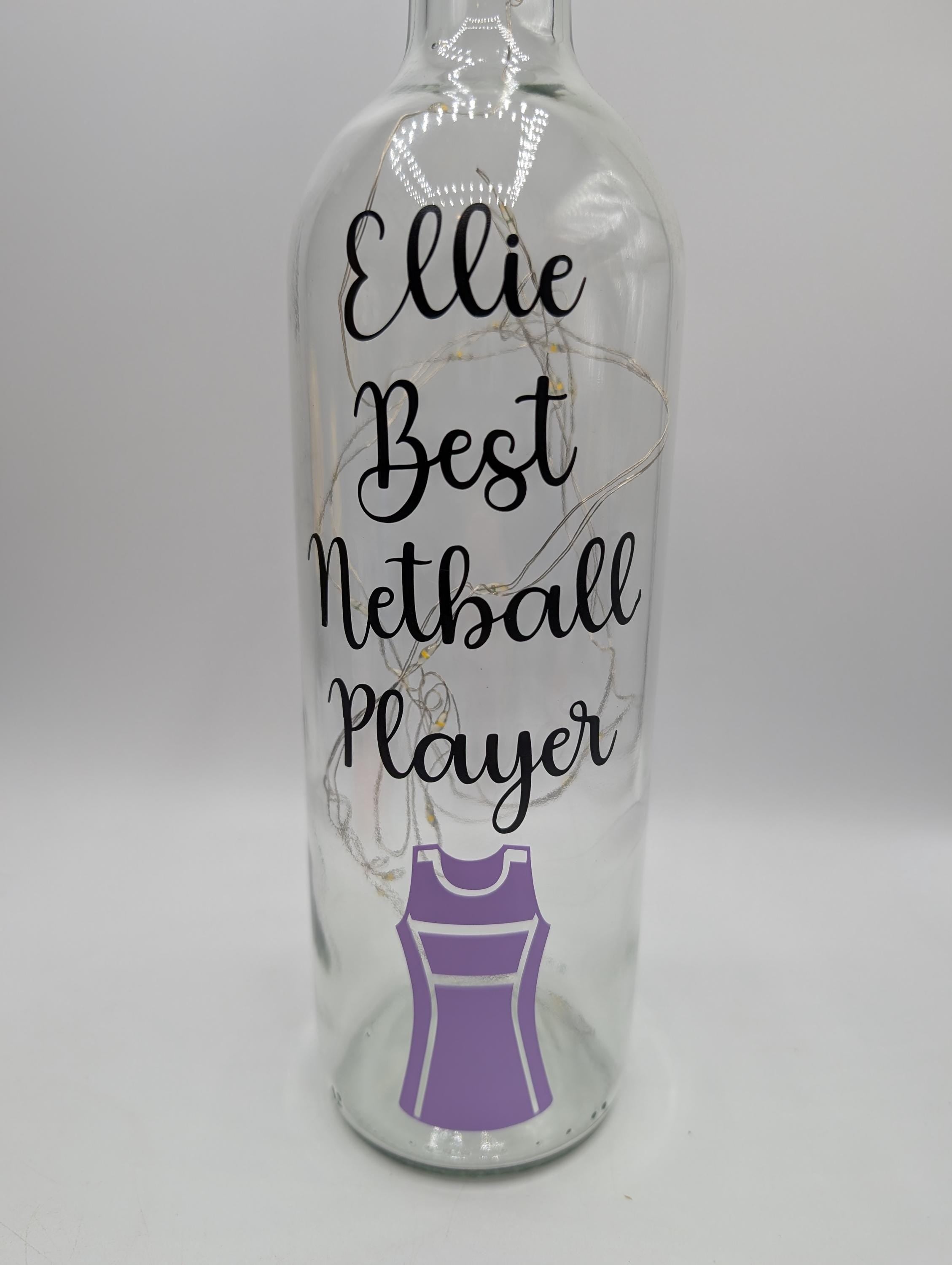 Personalised Netball Light Up Bottle, Personalised Netball Gift, Netball Home Decor Gift, Netball Team Gift, Netball Player Gift