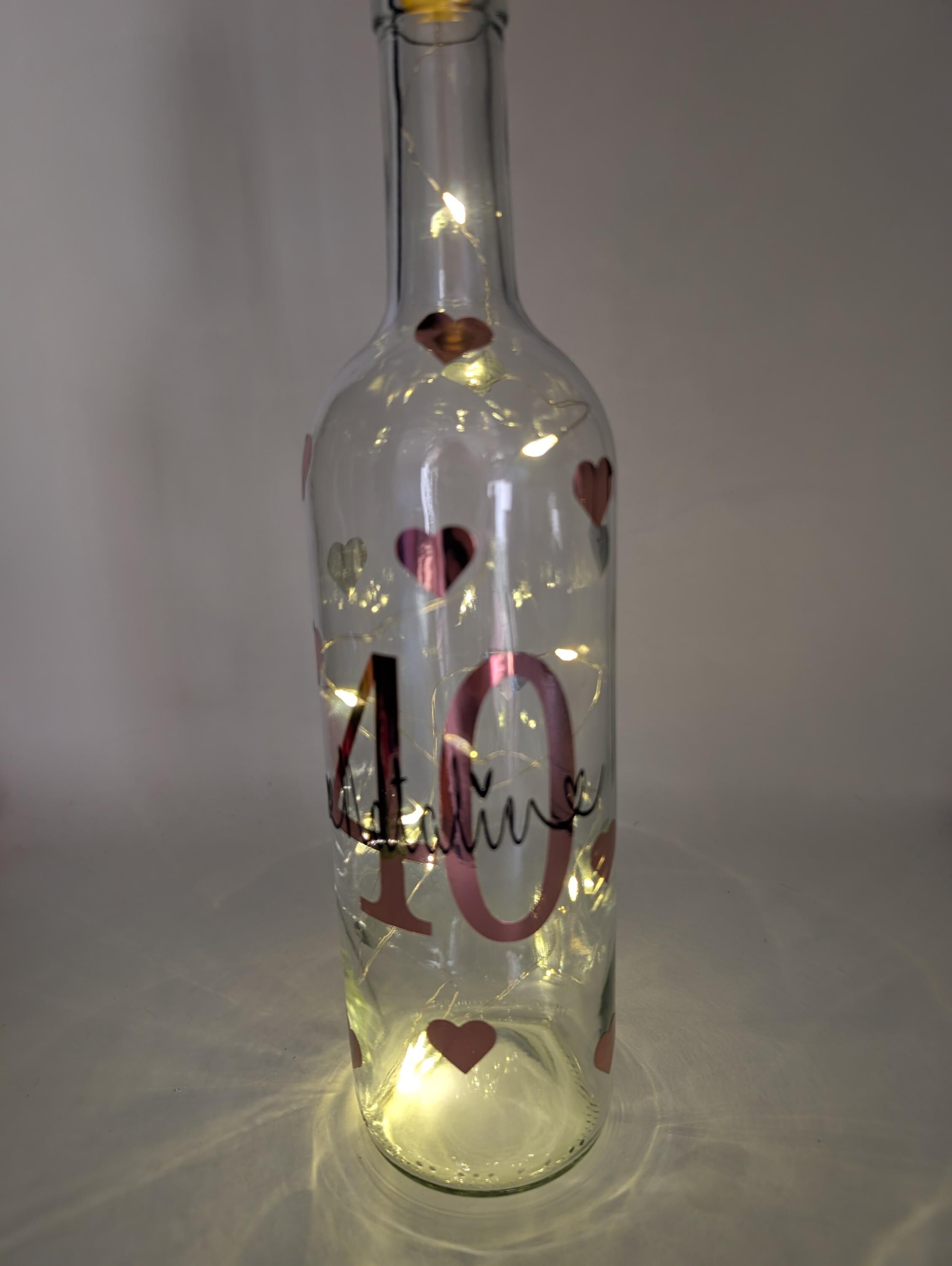 Personalised 40th Light Up Bottle, 40th Milestone Birthday, 40 Gift for her, Special 40th Birthday, 40th Birthday Present, Special 40th Gift