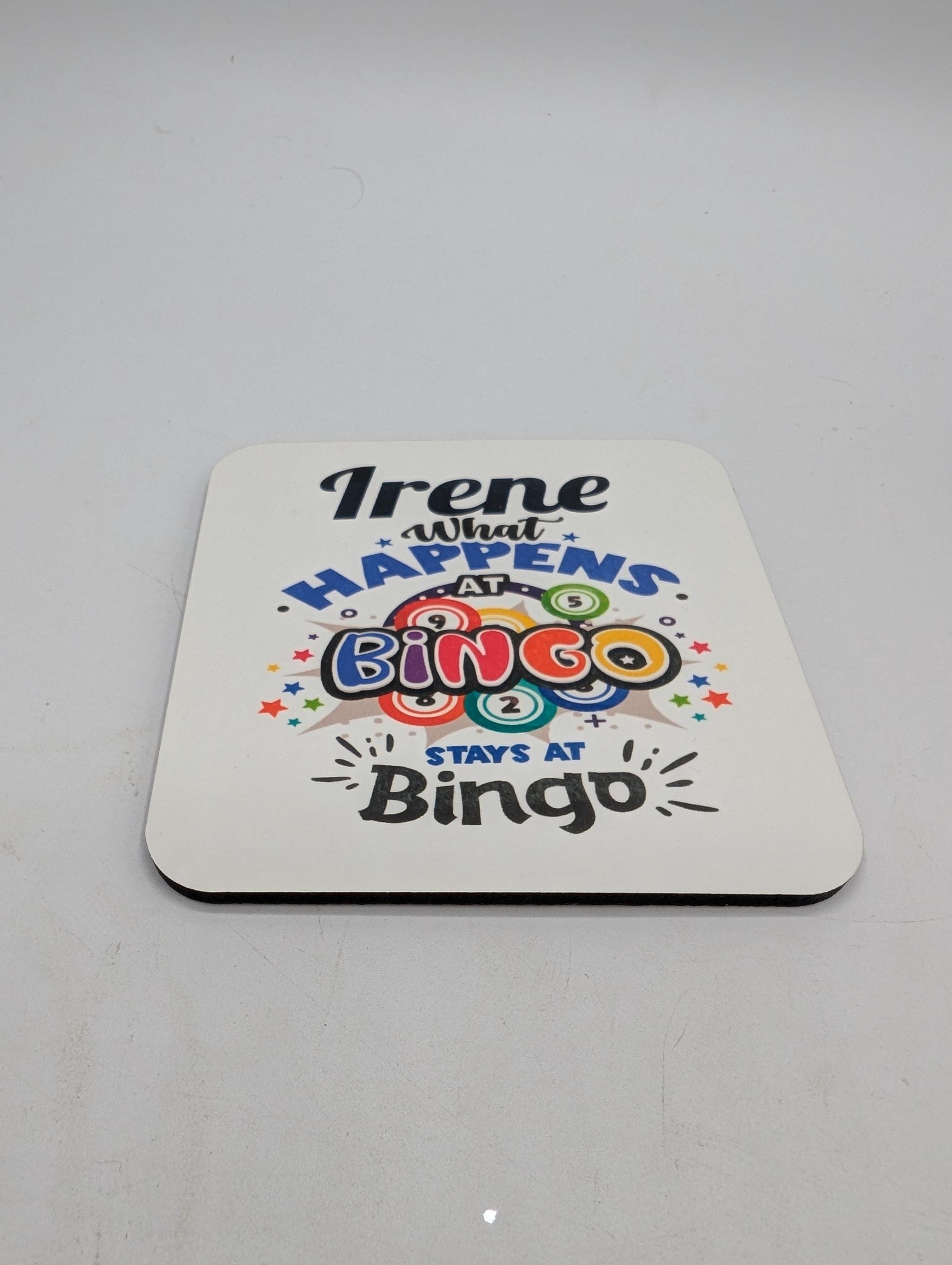 Personalised Bingo Coaster, What Happens at Bingo Gift, Bingo Coaster, Personalised Bingo Coaster, Drink Mat, Fun Gift for Bingo Lover