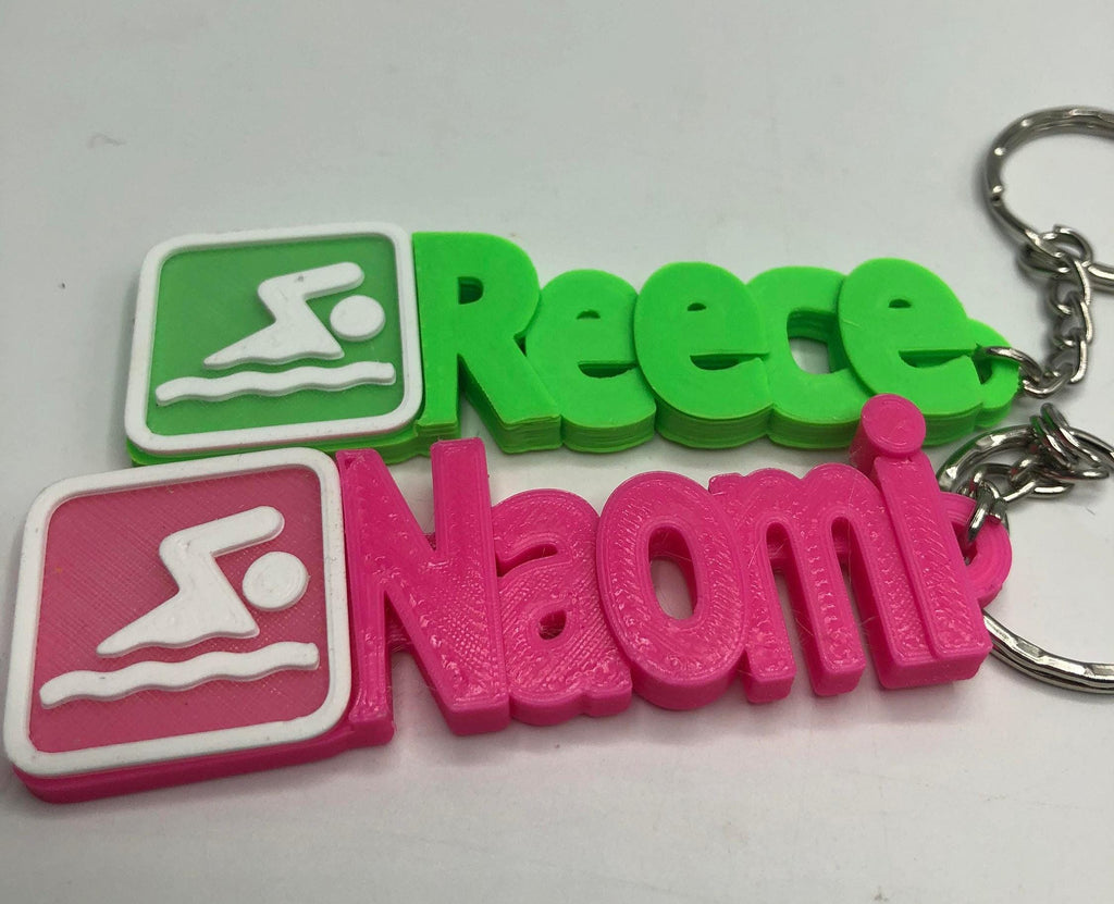 Personalised Swimming Keyring, Swimming Bag Tag, Gift for a Swimmer, Swim Team Gift, Swimming Party Gift, Swimming Class Gift, Swim Teacher