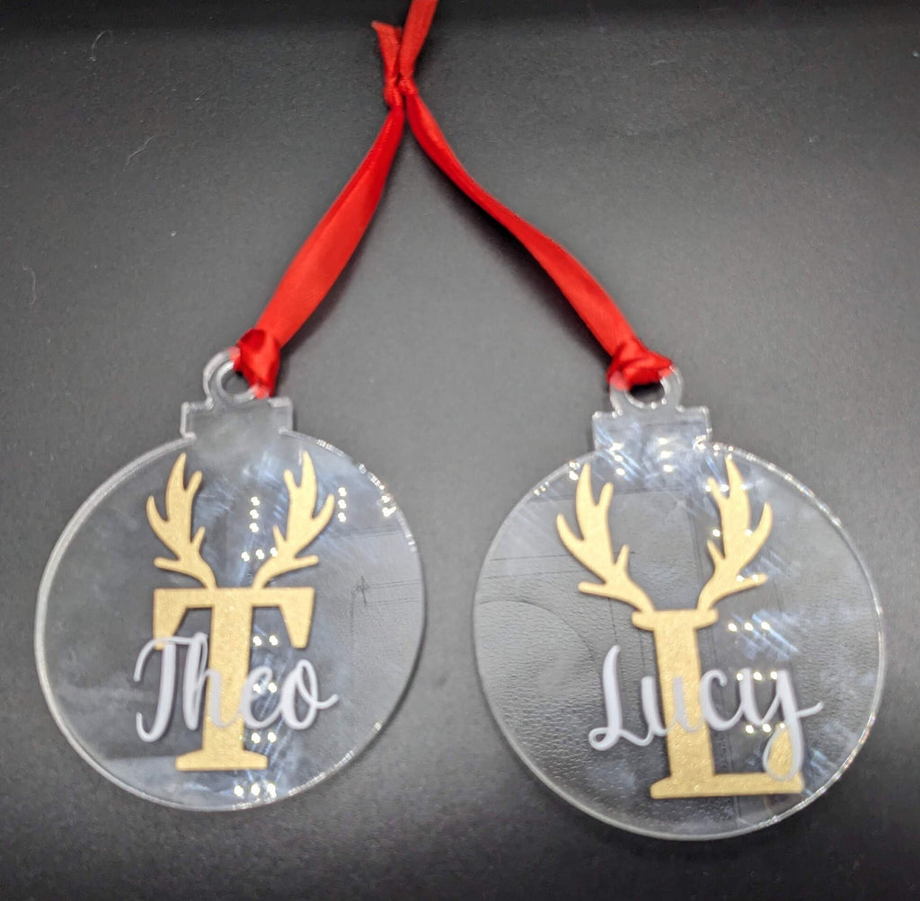 Personalised Initial Bauble, Deer Bauble Gift, Antler Personalised Bauble, Personalised Decoration, Christmas Bauble Decoration, Bauble Gift