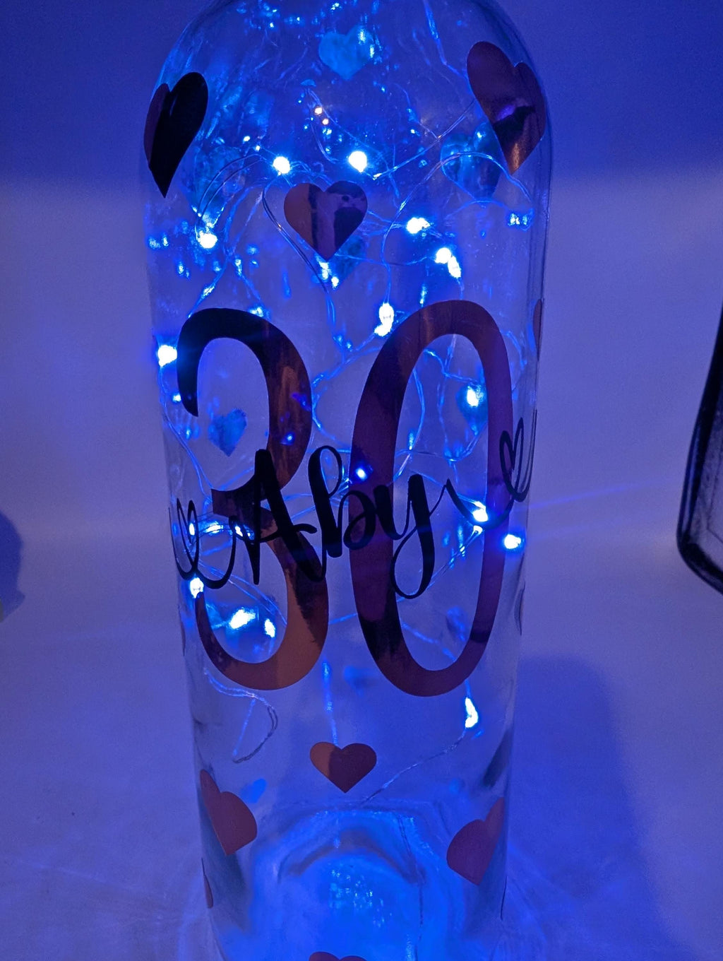 Personalised 30th Light Up Bottle, Milestone Birthday, Special Birthday Gift, 30th Birthday Keepsake, Special 30th Present, Custom Age &amp; Name A Beautiful keepsake for a Special Birthday