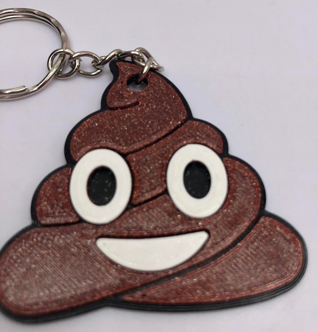 Sparkly Brown Poop Keyring / Smiling Pile of Poo Bag Tag / Poo Shaped Keyring / Poo Shaped Bag Tag / Novelty Poo Keyring / Poop Joke Keyring