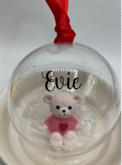 Personalised Bear Christmas Bauble / Memorial Bauble / Tree Personalised Decoration / Baby First Christmas Ornament Gift / Personalised Gift