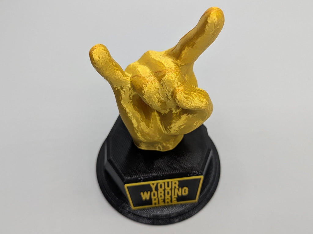 Personalised Rock Fingers Trophy, You Rock Trophy, Rock Hand Award, Custom Rock Lover Gift, Rock On Award, Rock Star Award, Rock Star Trophy
