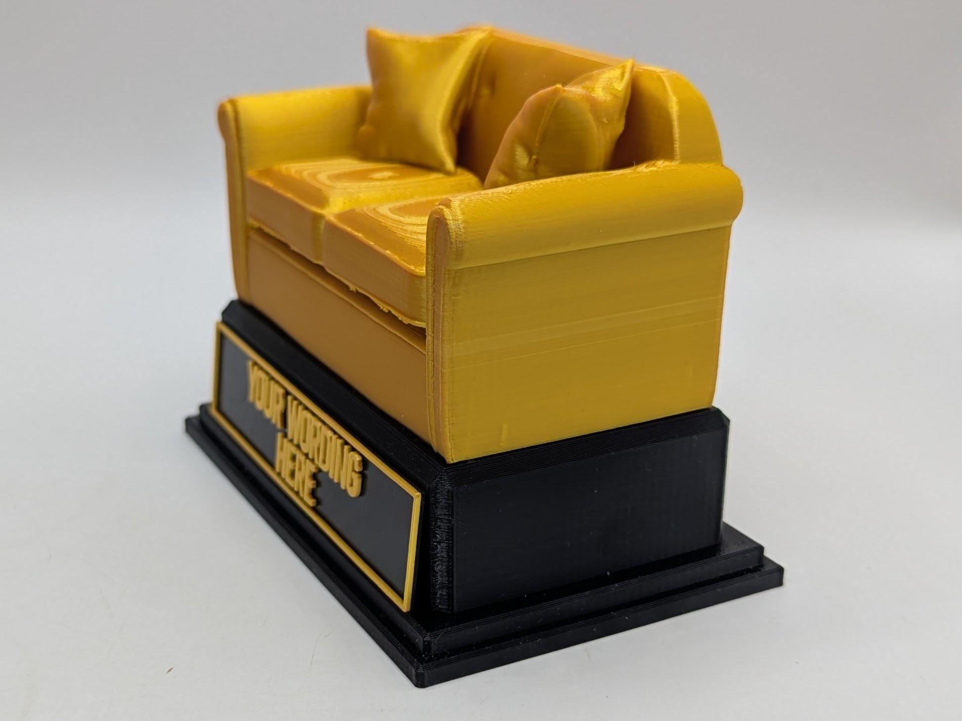 Personalised Sofa Trophy, Settee Shape Gift, Sofa Award Gift, Couch Trophy, Custom Sofa Award, Sofa Surfer Gift, Lazy Award Gift, Settee