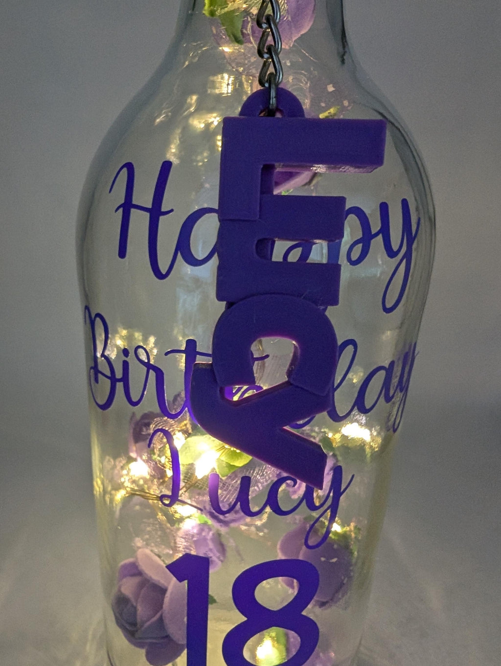 Personalised Light up Bottle, 18th Birthday For Her, Special 18th Gift, Milestone Birthday, 18 Birthday Present, Personalised Birthday Gift