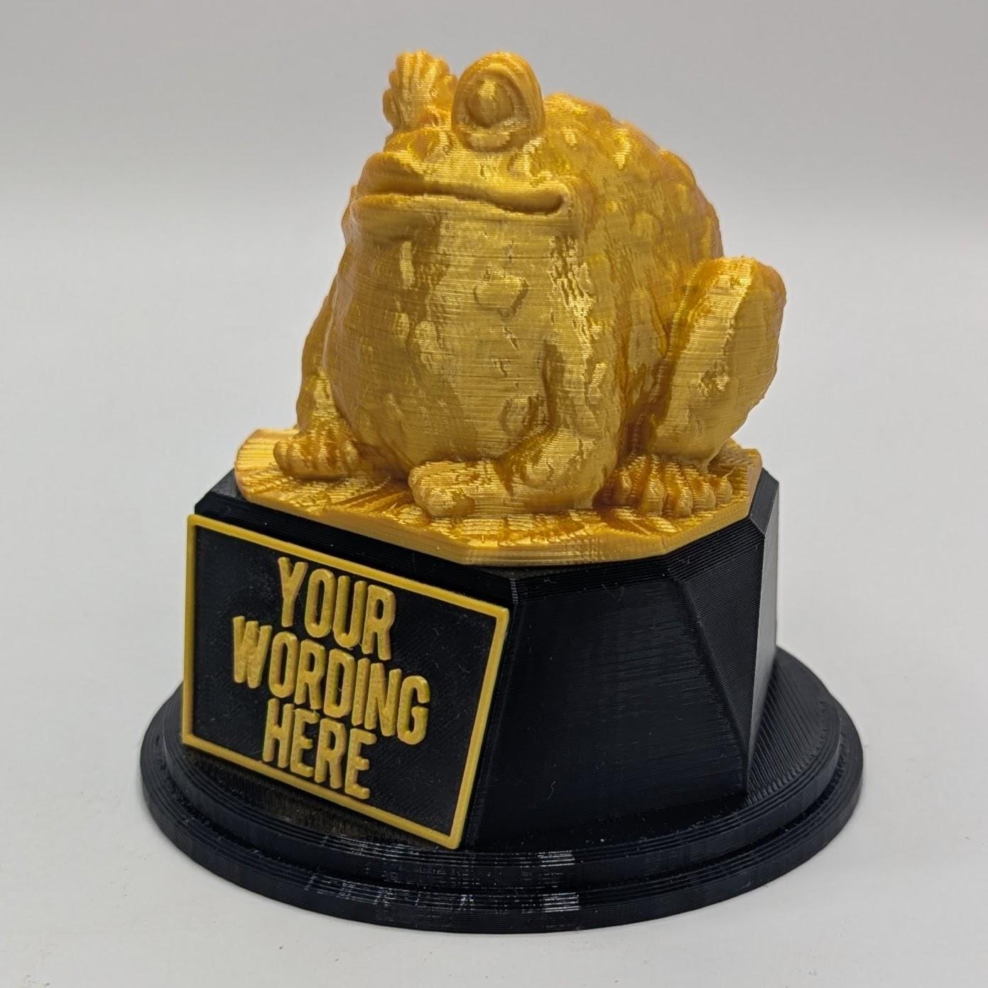 Personalised Toad Trophy, Kiss A Toad Trophy, Golden Toad Award, Custom Trophy, Toad Gift , Funny Trophy, Toad Lover Gift, Office Trophy