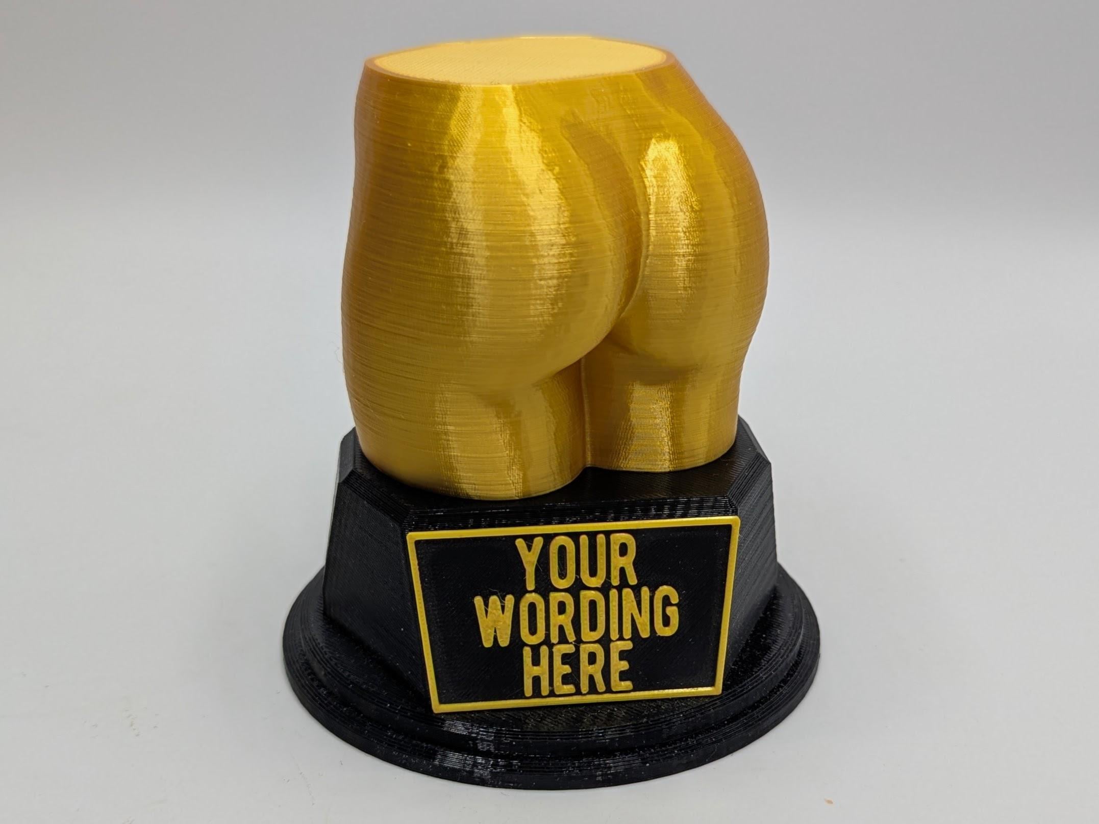 Personalised Nice Butt Trophy, Bottom Shape Gift, Bum Award Gift, Butt Trophy, Joke Bottom Award, Fun Butt Gift Award, Big Butt Award Trophy