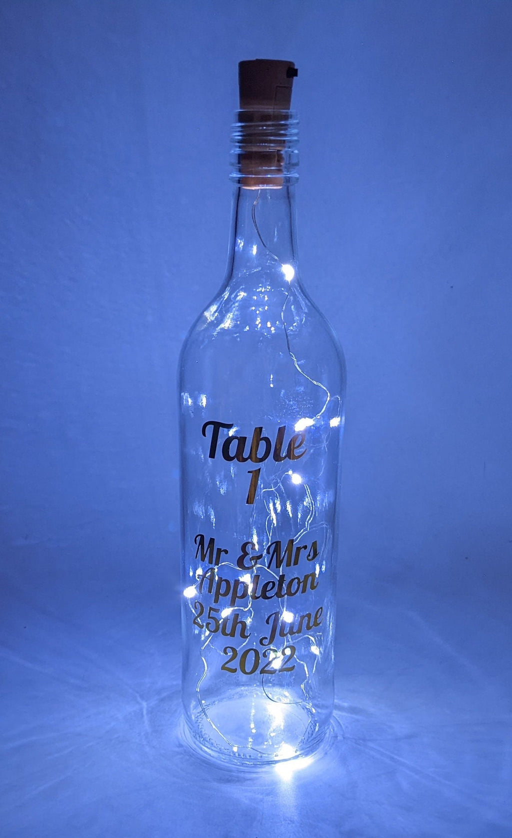 Personalised Wedding Table Bottle, Wedding Table Centrepiece, Wedding Décor, Wedding Table Decoration, Wedding Lights, Wedding Decoration