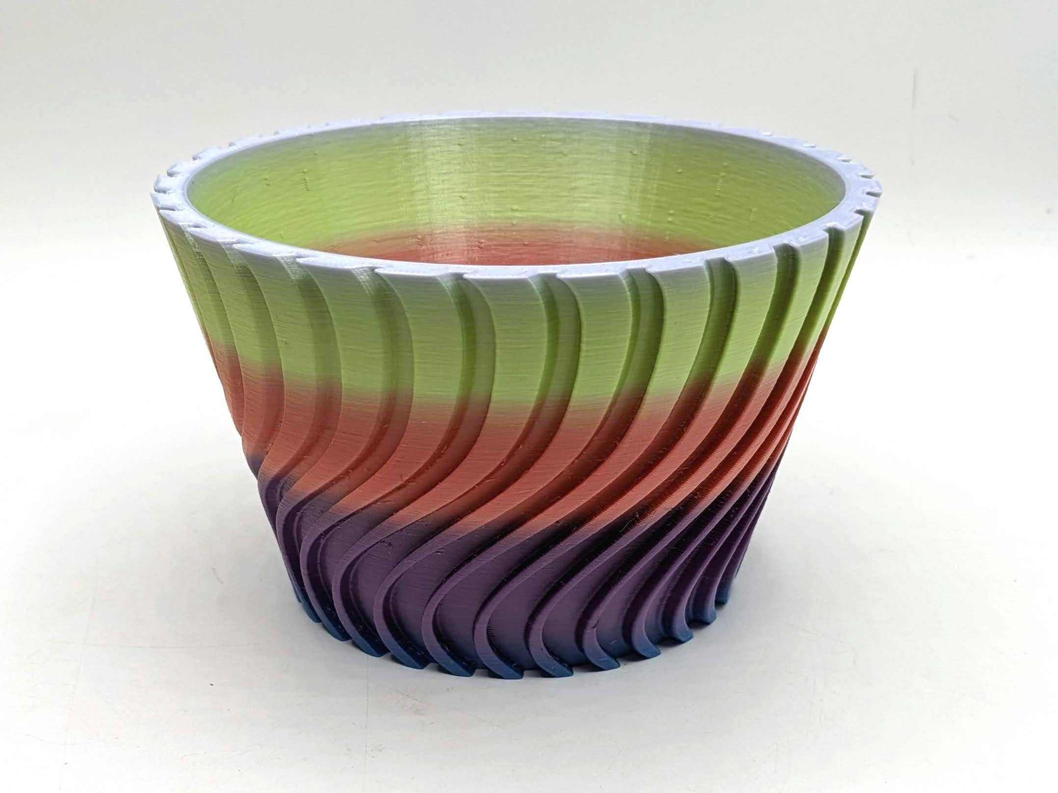 Modern Twisted Plant Pot, Multicoloured Geometric Planter, 3D Printed