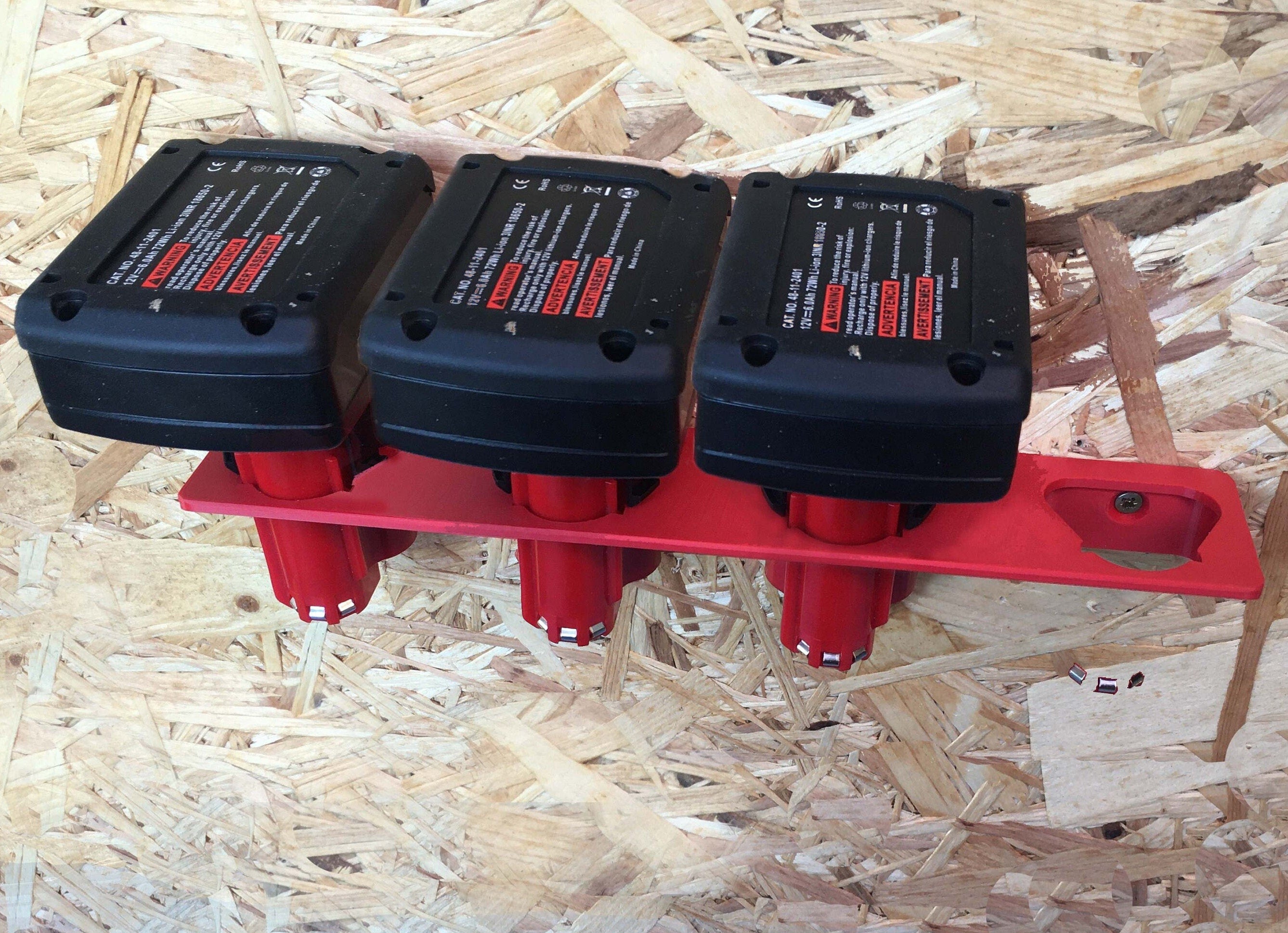 2, 3 or 4 Way Milwaukee M12 12V Battery Mount - Fits 3AH 4AH & 6AH Batteries / Milwaukee Battery Mount M12 / Milwaukee Mount for Batteries