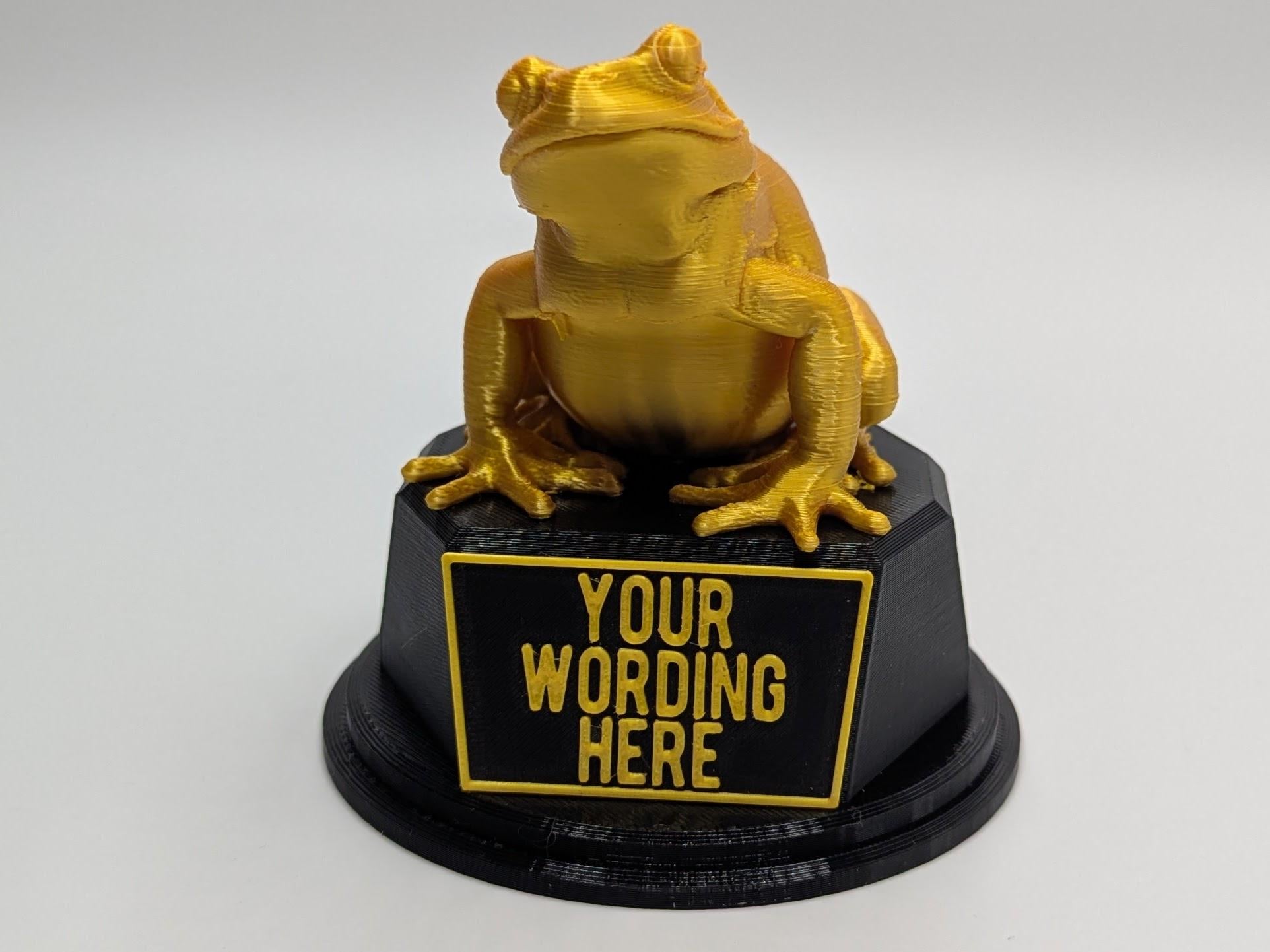 Personalised Frog Trophy, Grumpy Frog Trophy, Golden Frog Award, Custom Trophy, Golden Frog, Funny Trophy, Frog Lover Gift, Office Trophy