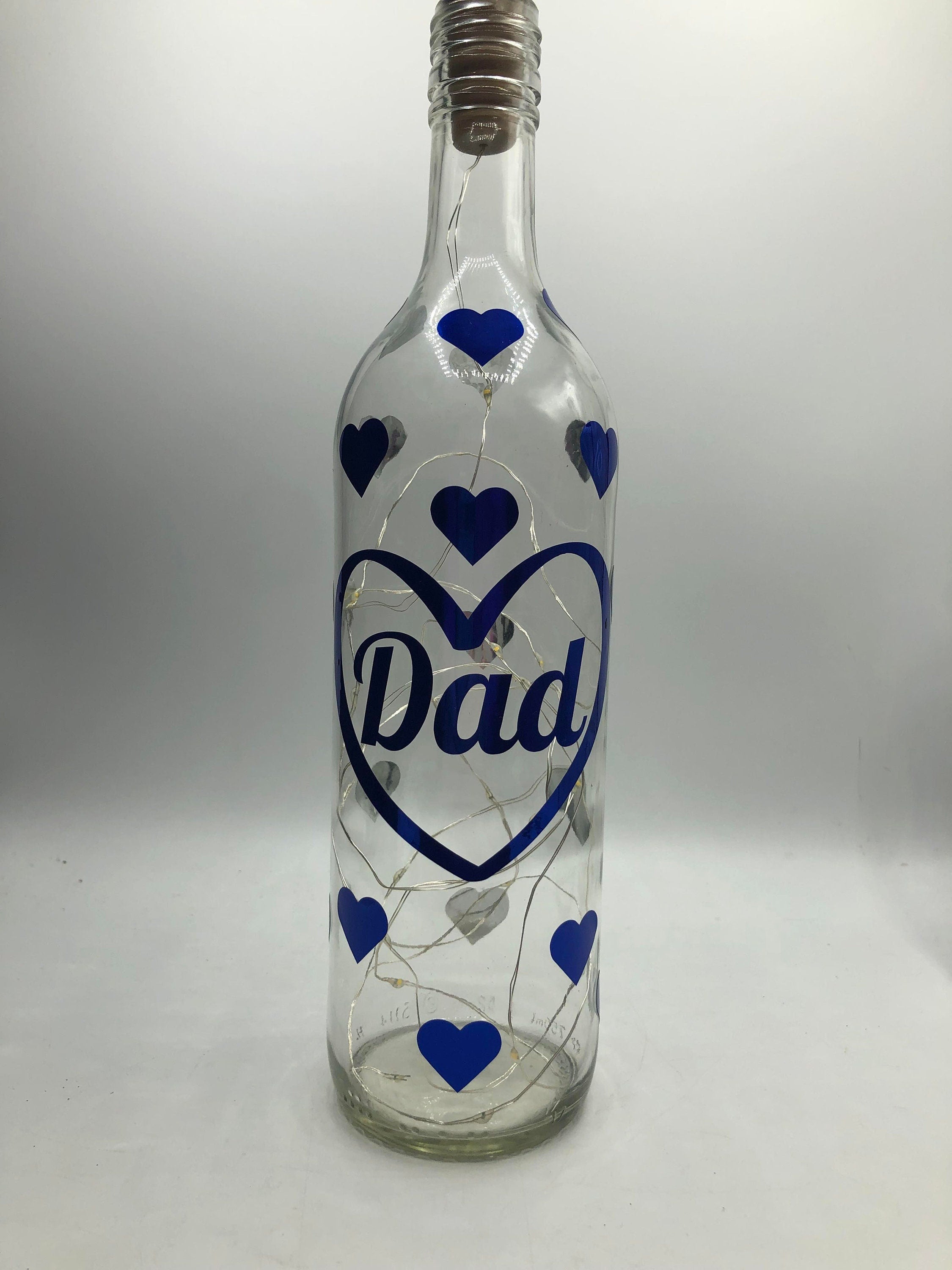 Dad Hearts LED Light Up Glass Bottle / Gift for Dad for Fathers Day / Fathers Day Gift / Gift for Dad's Birthday / Dad Christmas Gift / Dad