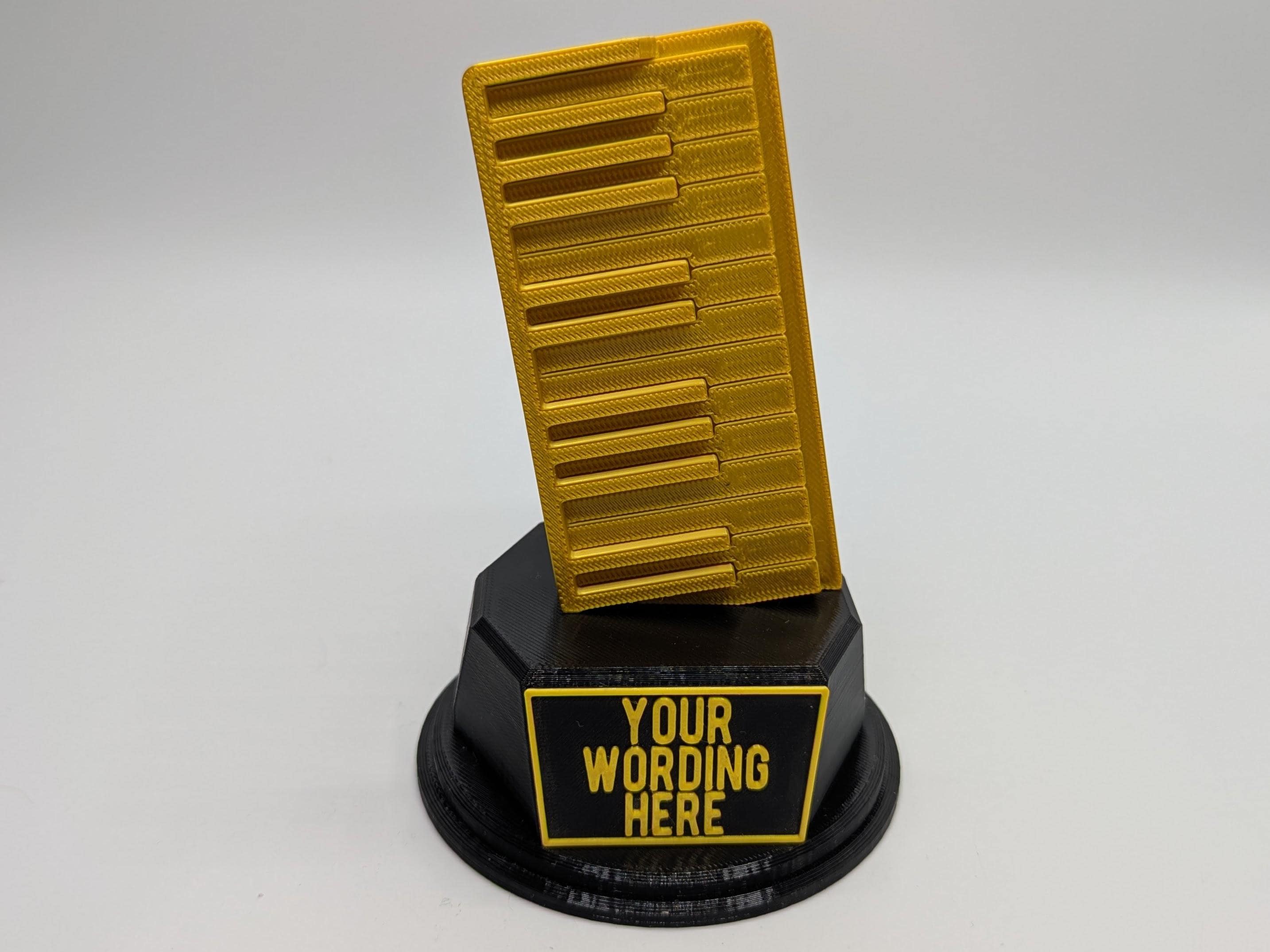 Personalised Piano Trophy, Piano Shaped Trophy, Pianist Award, Music Teacher Award,  Custom Trophy Gift, Piano Player Gift, Piano Gift Award