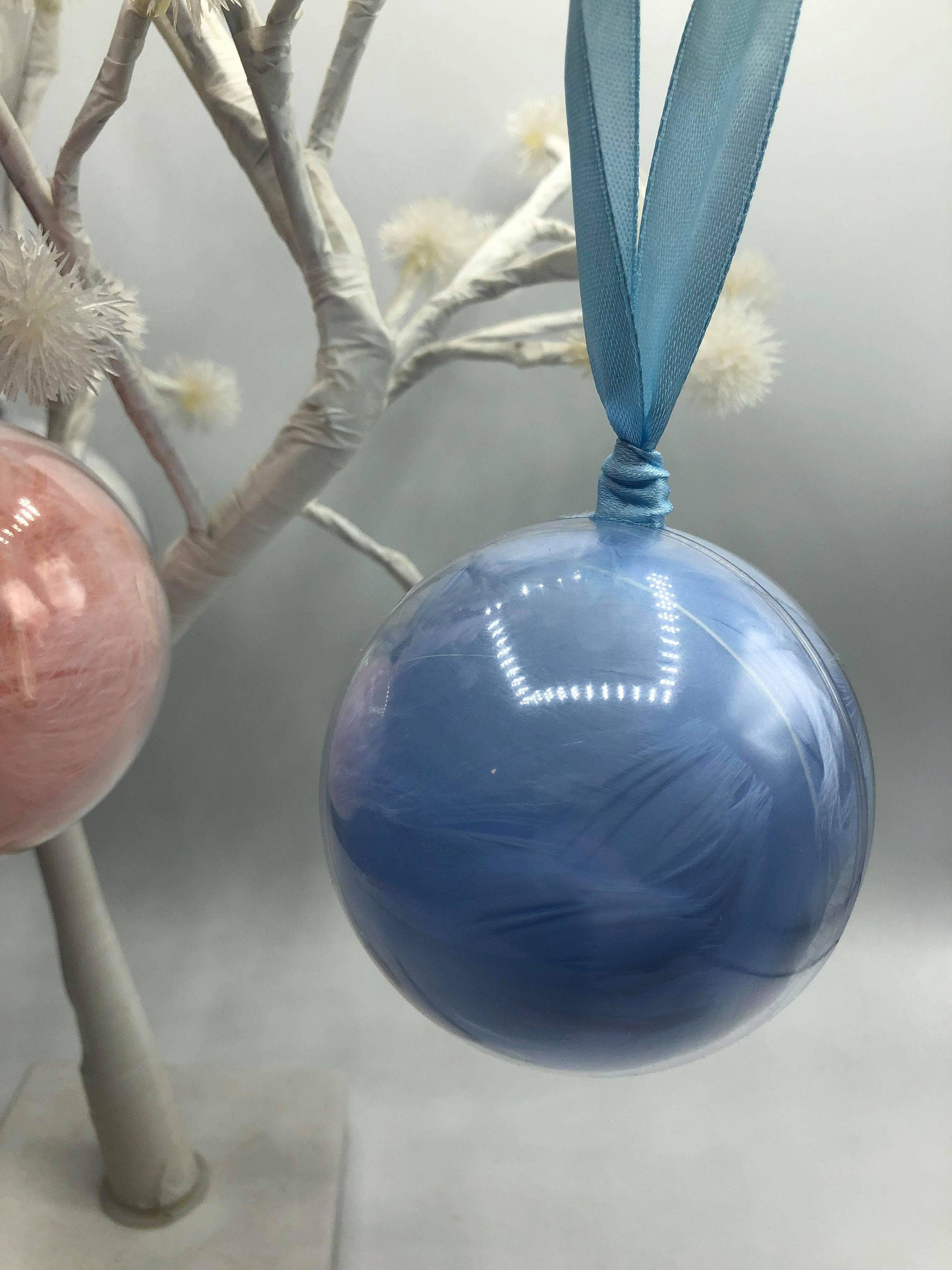 Personalized Feather Memory Bauble, Remembrance Christmas Keepsake