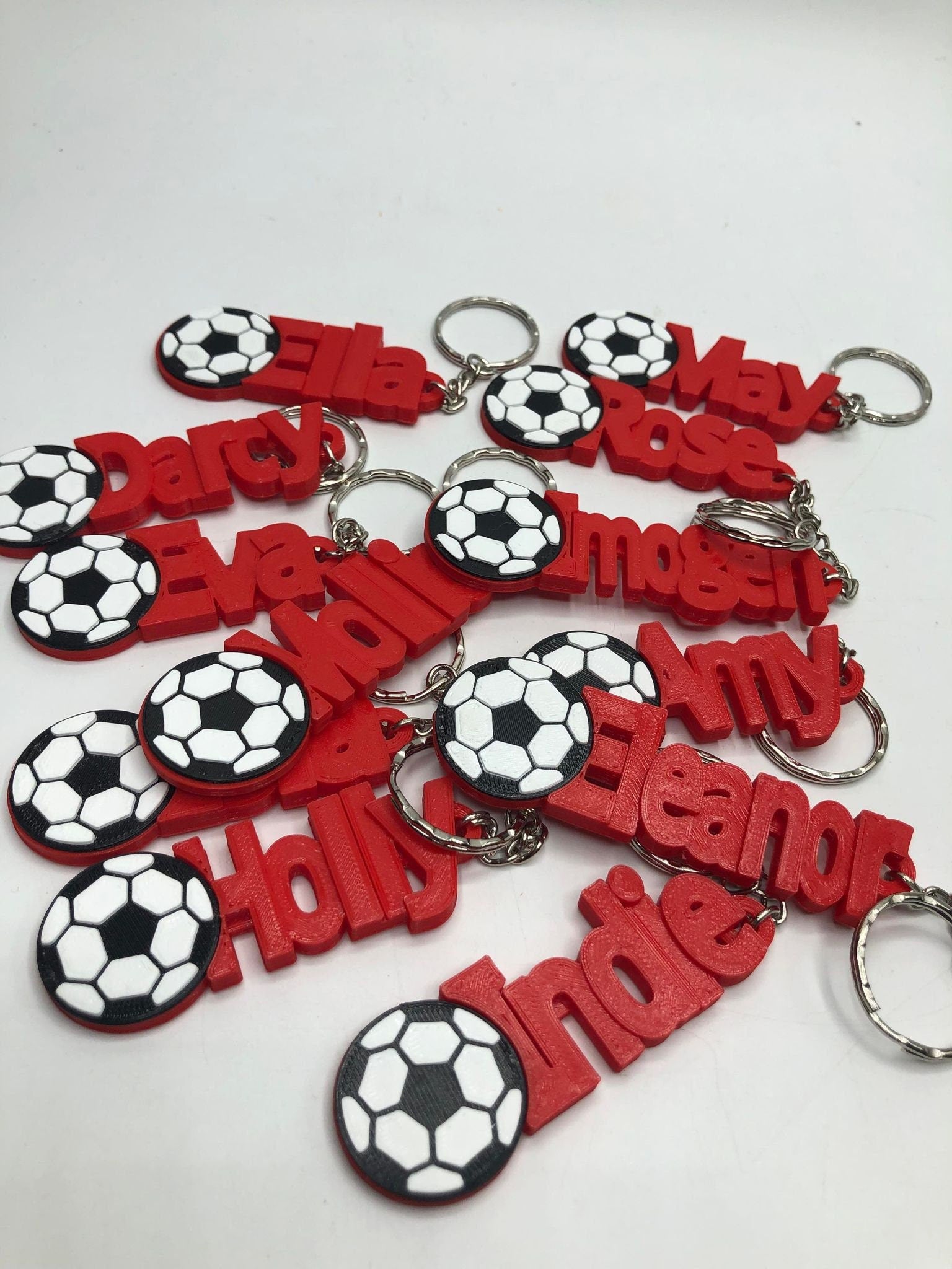 Girls Personalised Football Keyring / Soccer Keyrings / Football Party Bag Filler / Football Team Bag Tags / Football Gift / Football Favour