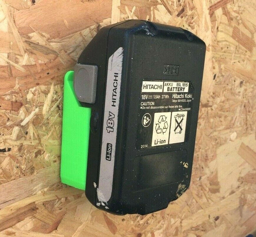 Battery Wall Mount for Hikoki / Hitachi 18v Batteries / Undershelf Mount x1 / Battery Storage Mount
