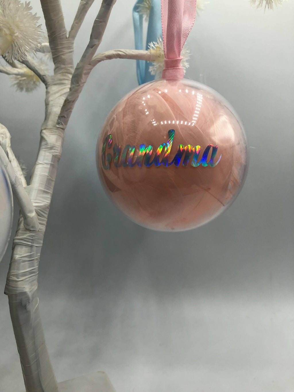 Personalized Feather Memory Bauble, Remembrance Christmas Keepsake