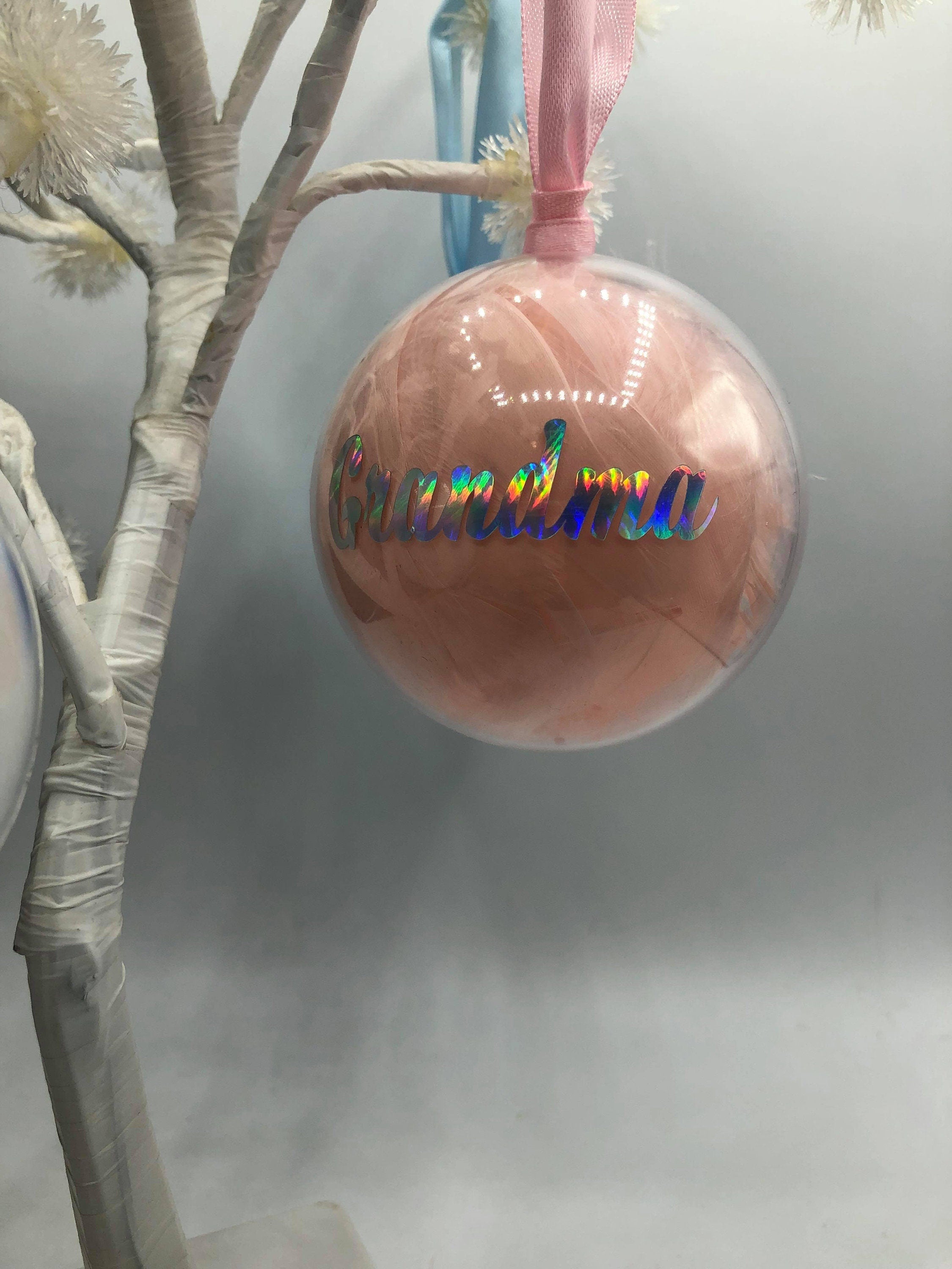 Personalized Feather Memory Bauble, Remembrance Christmas Keepsake