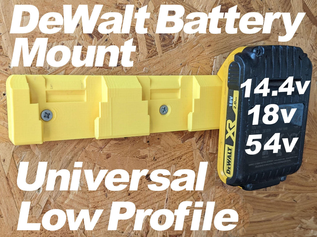 Universal Low Profile DeWalt Battery Wall Mount Triple - for 3 Batteries, Organiser for Power Tool Batteries, Garage/Workshop Organisation