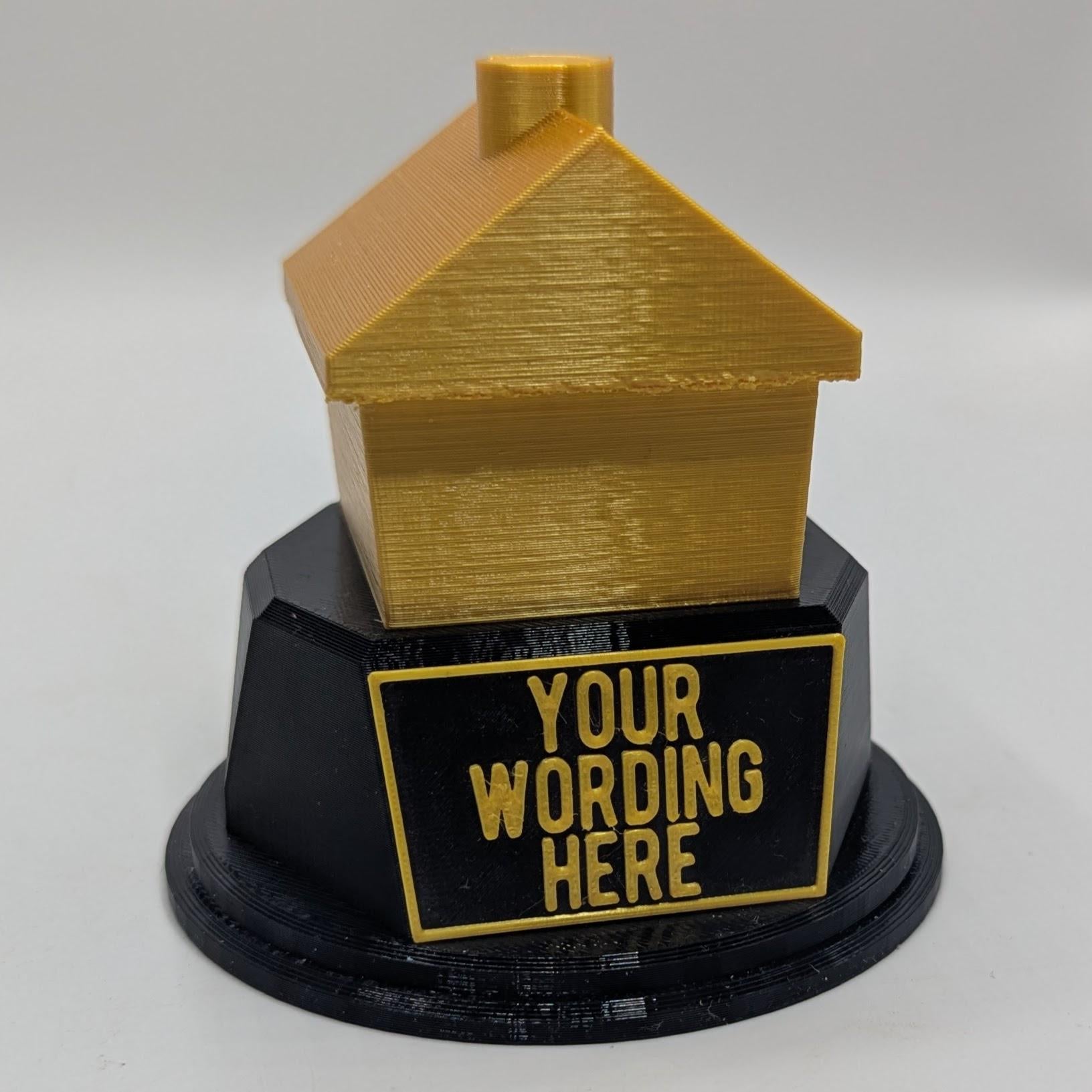 Personalised House Trophy, New Home Trophy, House Award, Custom Trophy, Homebuyer, Funny Trophy, First Home Gift, Office Trophy, Best Home