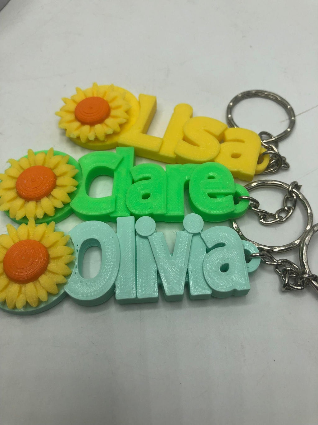Personalised Sunflower Keyrings / Sunflower Keychain / Flower Keyring / Gift for Flower Lover / Party Bag Filler / Sunflower Keyring Gift