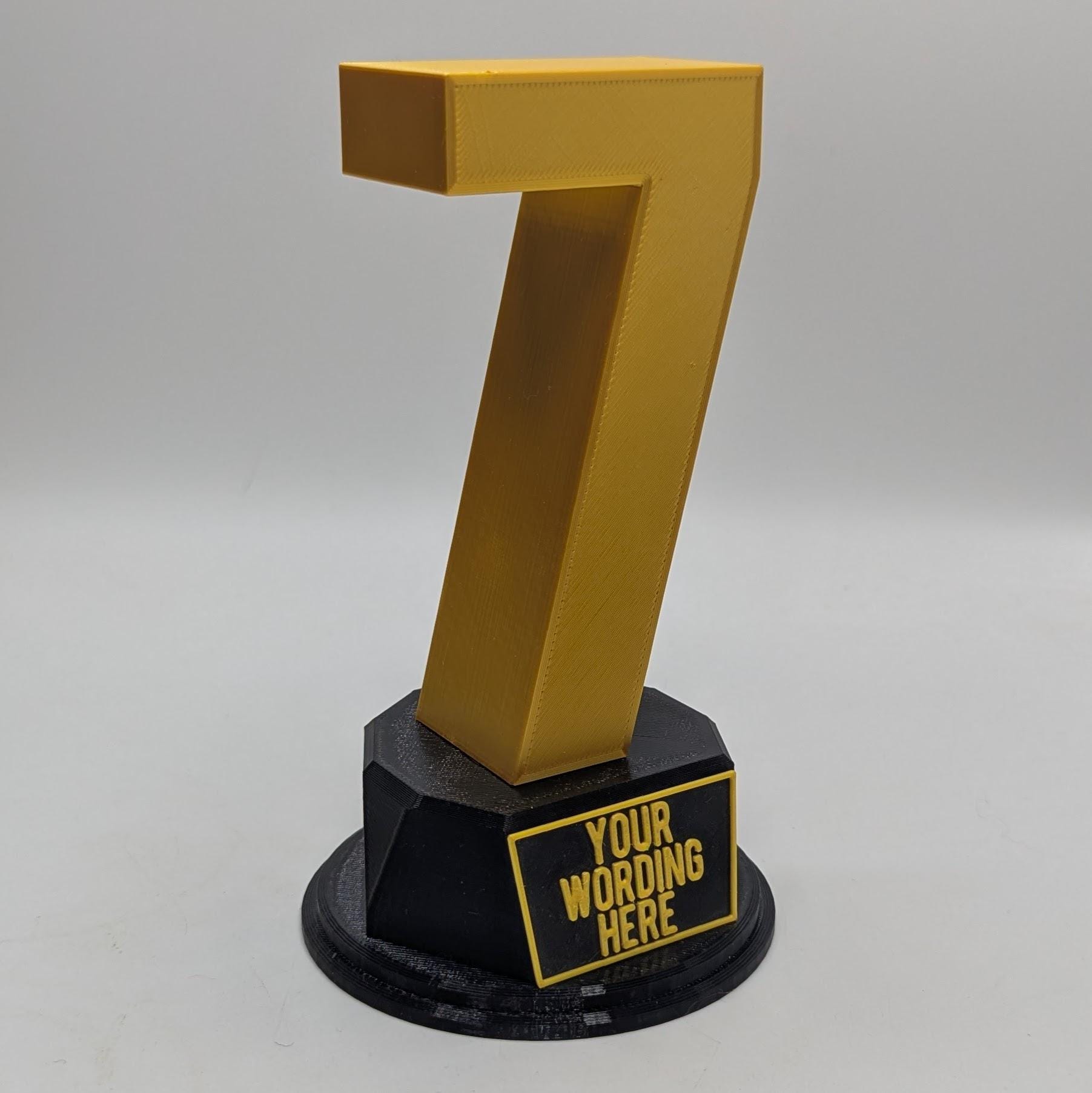 Personalised Number Trophy, Birthday Trophy Award, Custom Trophy Gift, Funny Number Award Gift, Office Trophy, 0 - 9 Number Award Trophy