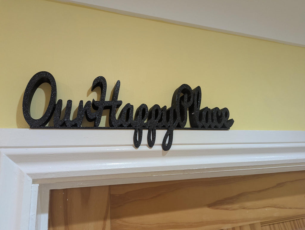 Our Happy Place Door Sign, Plaque for Home, Custom Door Sign, Door Topper, Happy Place Label Sign, Above Door Sign, Our Happy Place Home