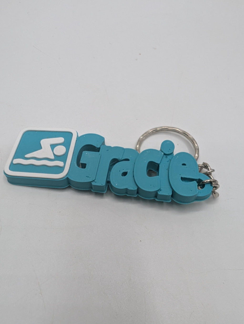 Swimming Bag Chunky Name Keyring, Swimming Bag Tag, Gift for a Swimmer, Swimming Keyring Gift, Under 5 Pound, Ready to Post Swimming Keyring