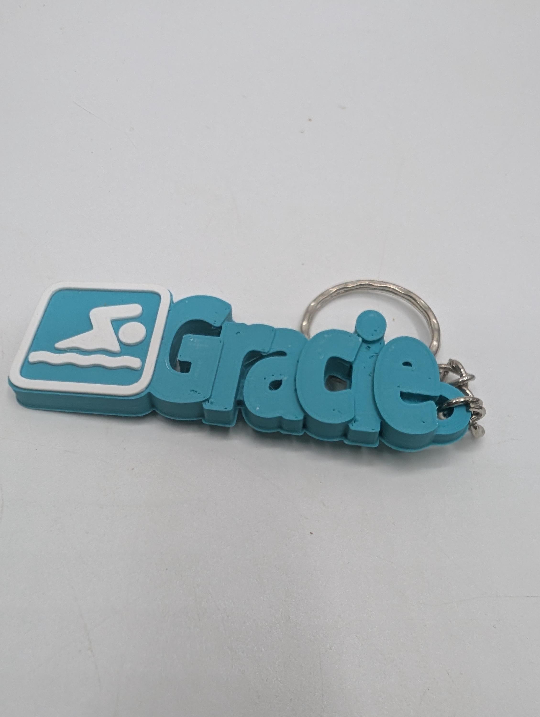 Swimming Bag Chunky Name Keyring, Swimming Bag Tag, Gift for a Swimmer, Swimming Keyring Gift, Under 5 Pound, Ready to Post Swimming Keyring