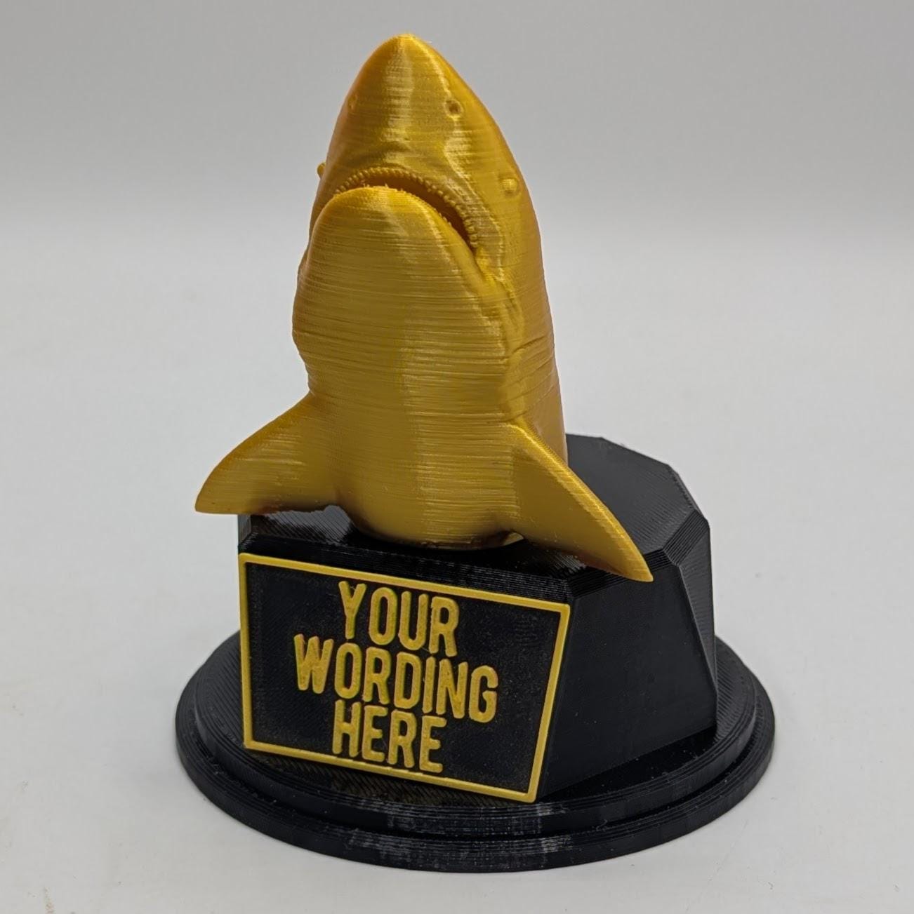 Personalised Shark Trophy, Great White Shark, Custom Trophy Gift, Funny Shark Award Gift, Office Trophy, Biggest Shark Trophy, Shark Lover