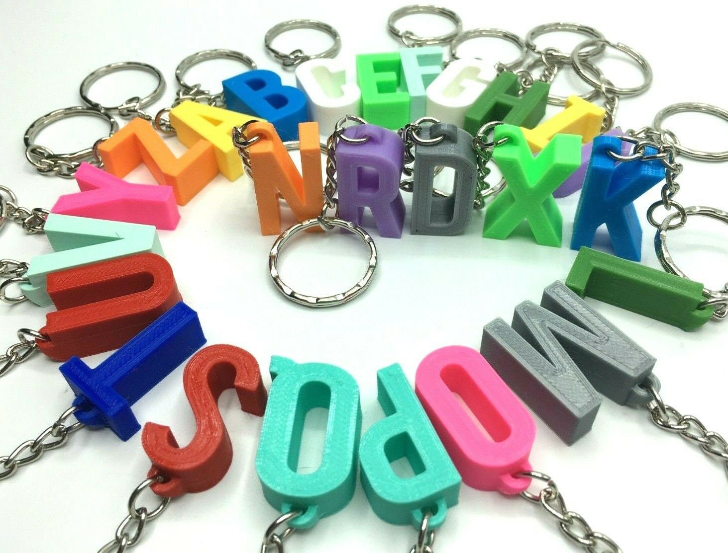 Initial Letter Chunky Keyrings / Letter Keyring / Letter Bag Tag / Initial Bag Charm / Initial Keyring / Alphabet Keyring / Party Bag Filler