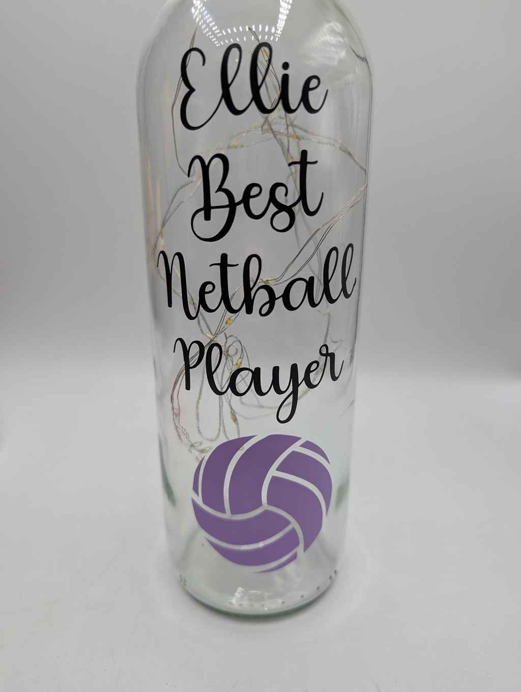 Personalised Netball Light Up Bottle, Personalised Netball Gift, Netball Home Decor Gift, Netball Team Gift, Netball Player Gift