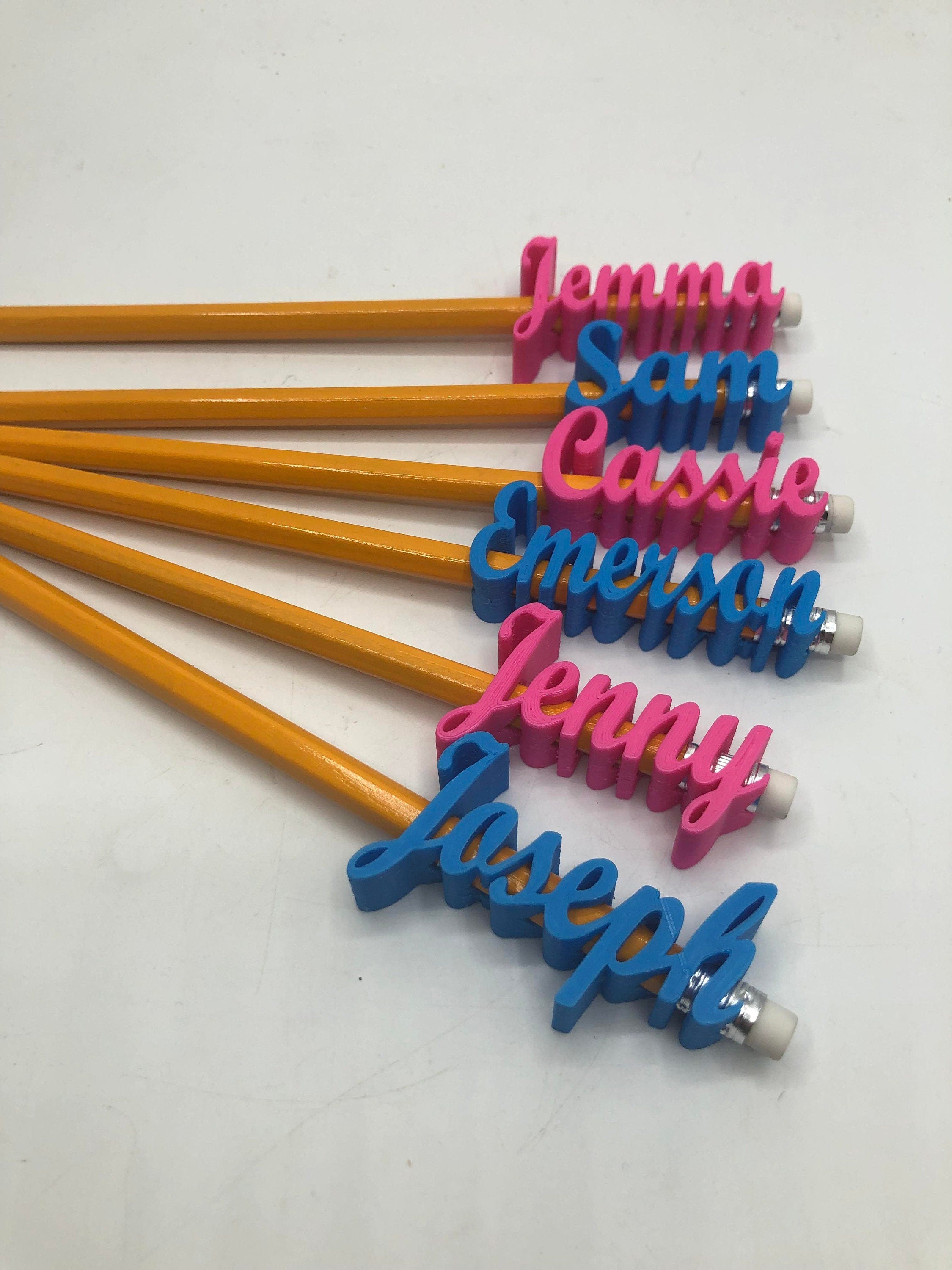 Personalised Script Pencil Topper / Party Bag Filler / Gift for Teachers / Gift for Office Staff / Under 5 Pound / Pencil Topper with Pencil